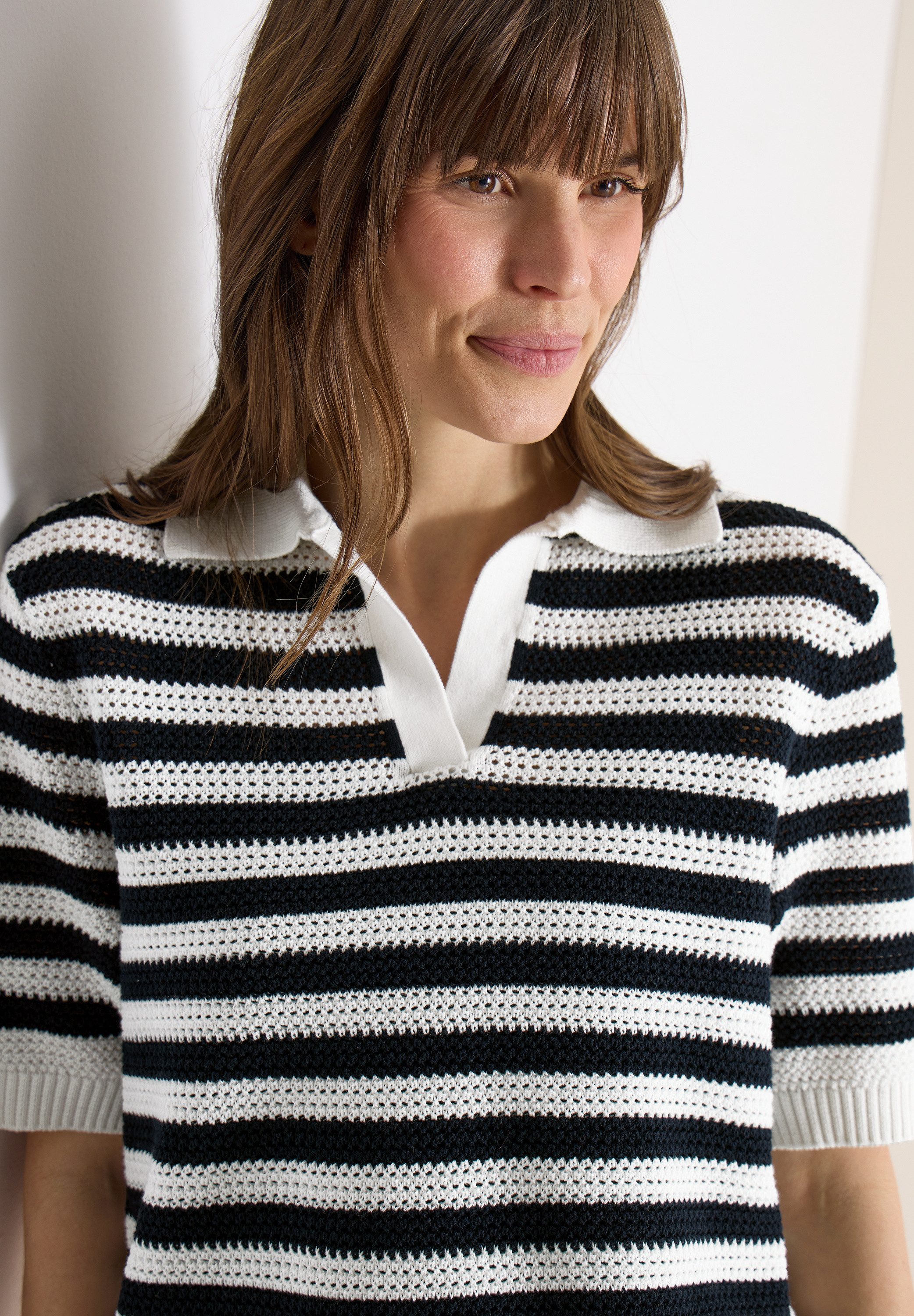 CECIL Kurzarmpullover in Mesh-Qualität