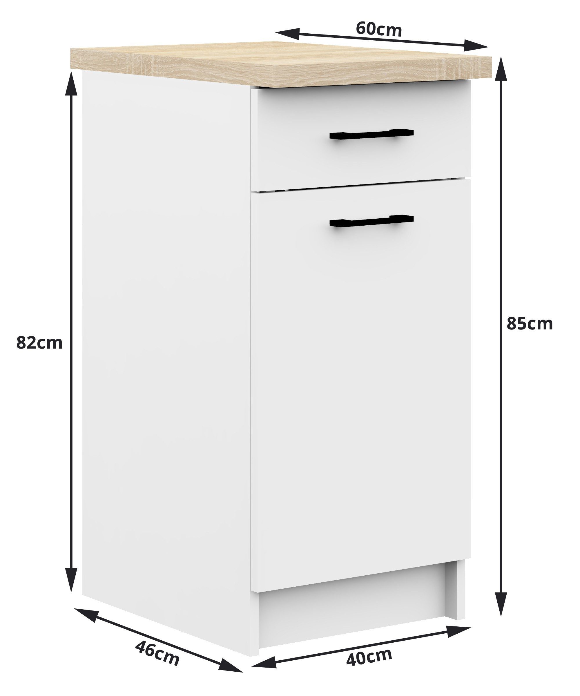 Raumhirsch Furniture Unterschrank Küchenunterschrank mit Arbeitsplatte Stilvolles Design Küchenmöbel (Viele Farbvarianten - Maße 40x85x46 cm) robuste Konstrukti – Bild 4 von 5