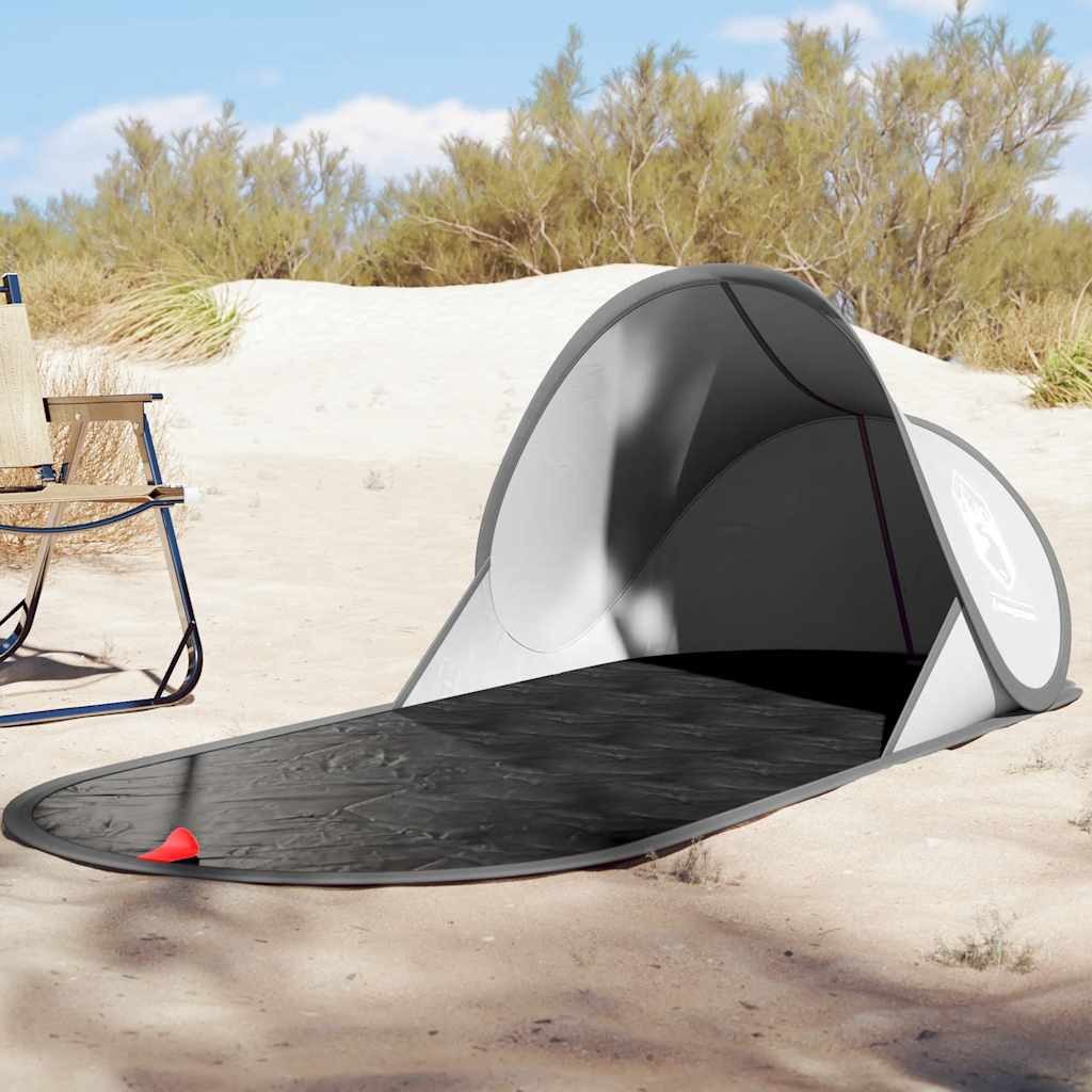 furnicato Strandmuschel Strandzelt Pop-up 190x80x60 cm Grau, Leichter Pavillon mit Reißverschluss-System und inkl. Tragetasche