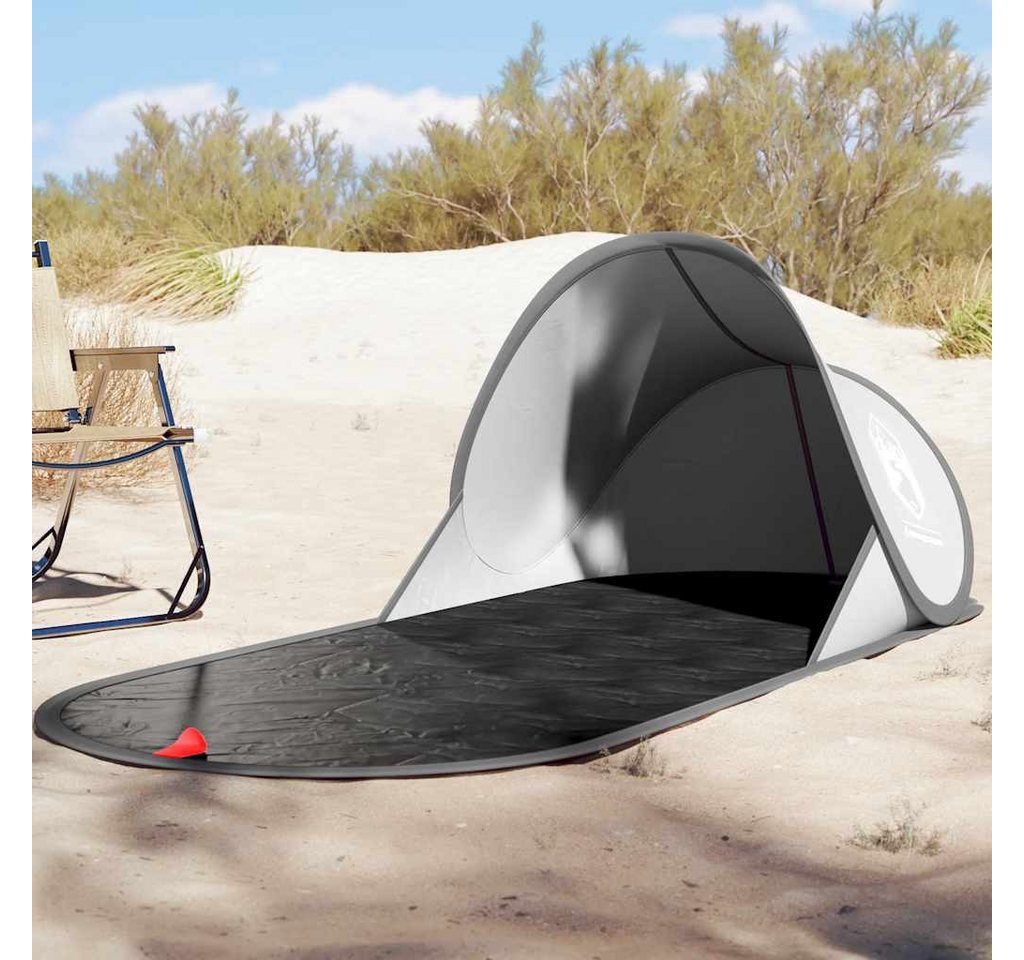 furnicato Strandmuschel Strandzelt Pop-up 190x80x60 cm Grau, Leichter Pavillon mit Reißverschluss-System und inkl. Tragetasche