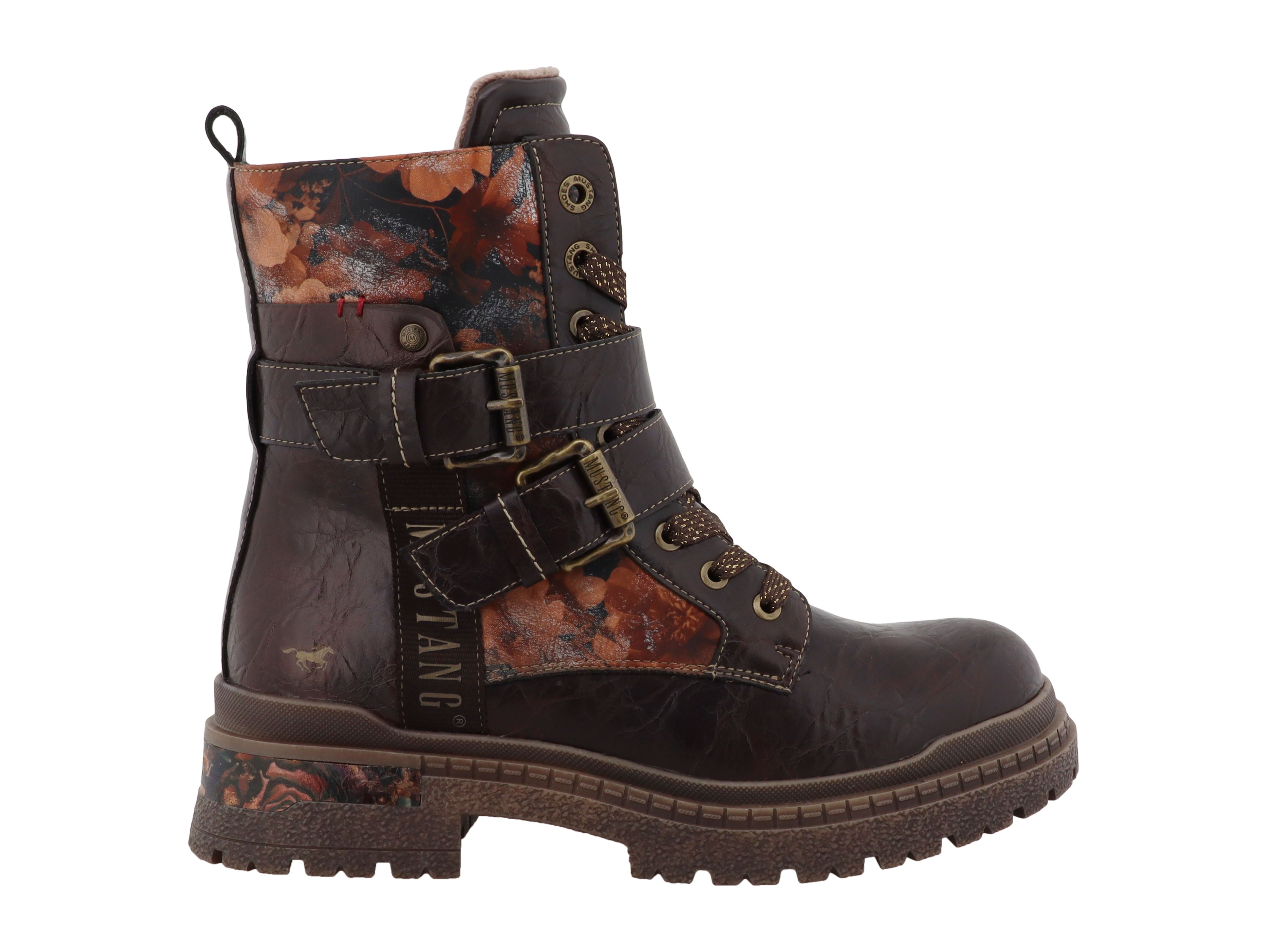 Mustang Shoes Stiefel Schnürstiefelette Blockabsatz, Schnürboots mit Kontrastbesatz