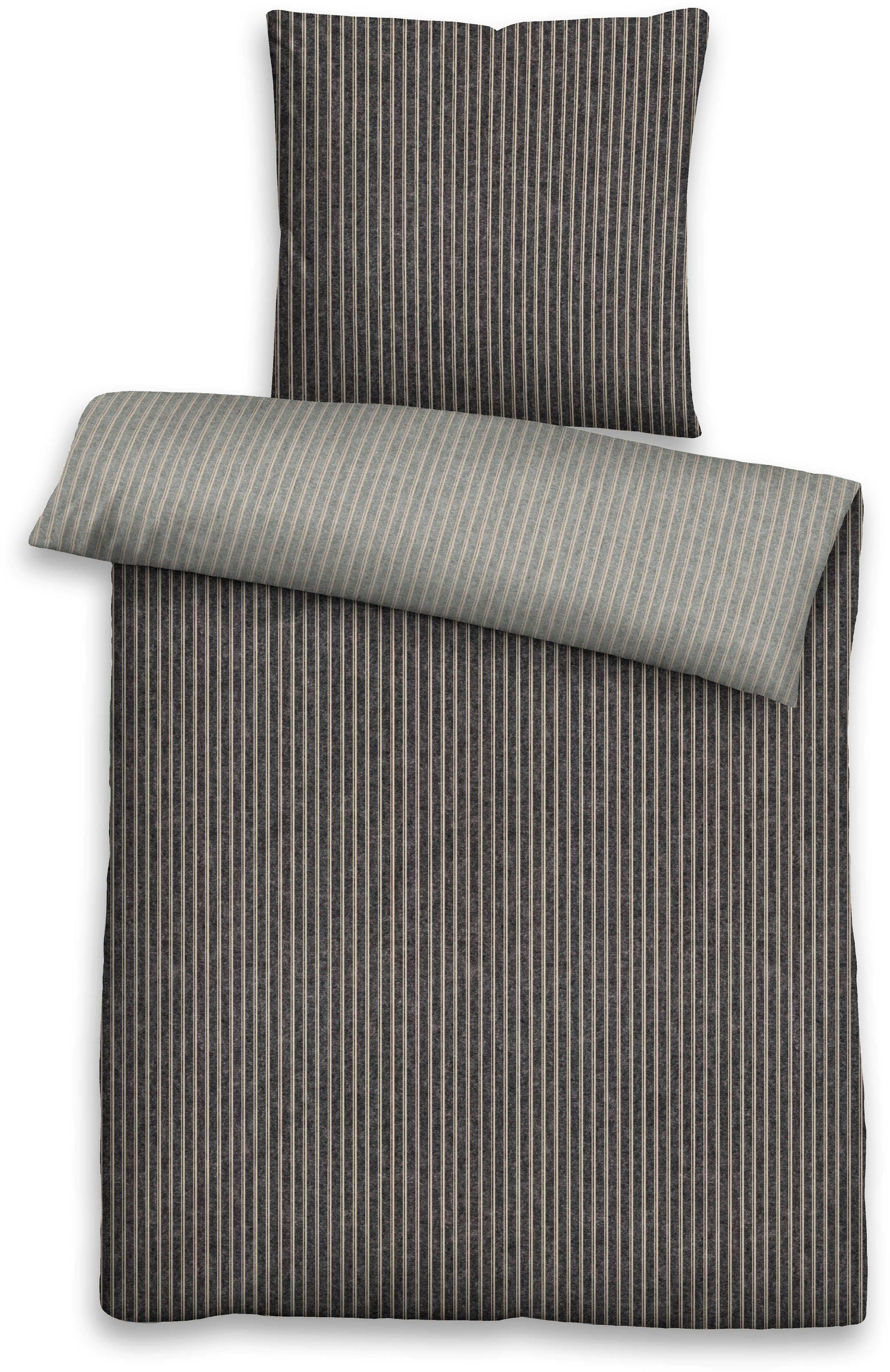 Biberna Wendebettwäsche "Tillmann" 2 tlg. kuschelig warm im Winter, gestrei günstig online kaufen