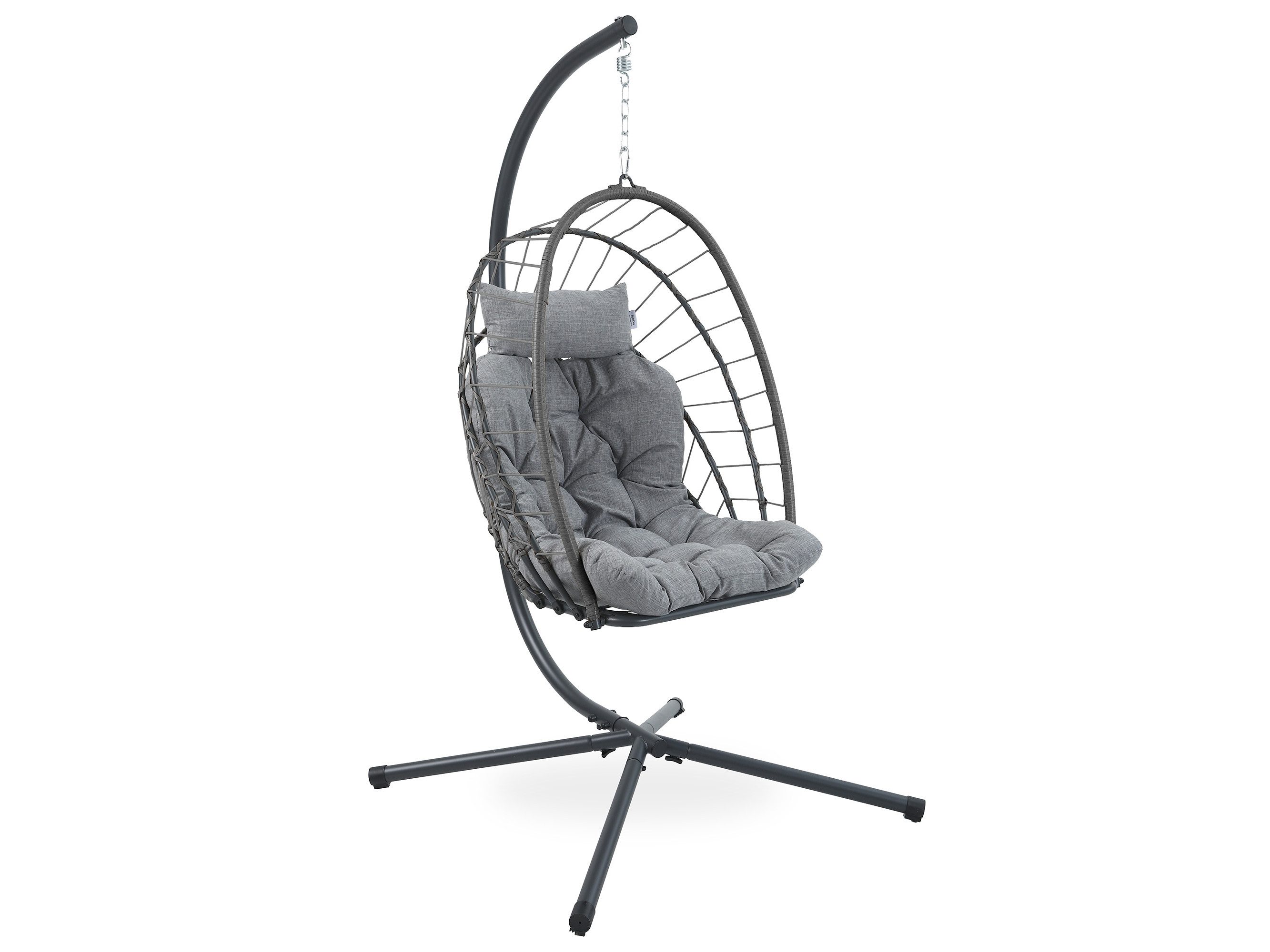 Beautysofa Hängesessel MYKONOS mit stabiler Stahlrahmen (10 cm Sitzkissen, Gartensessel mit Gestell 109 × 124 × 192 cm), in Beige oder Grau