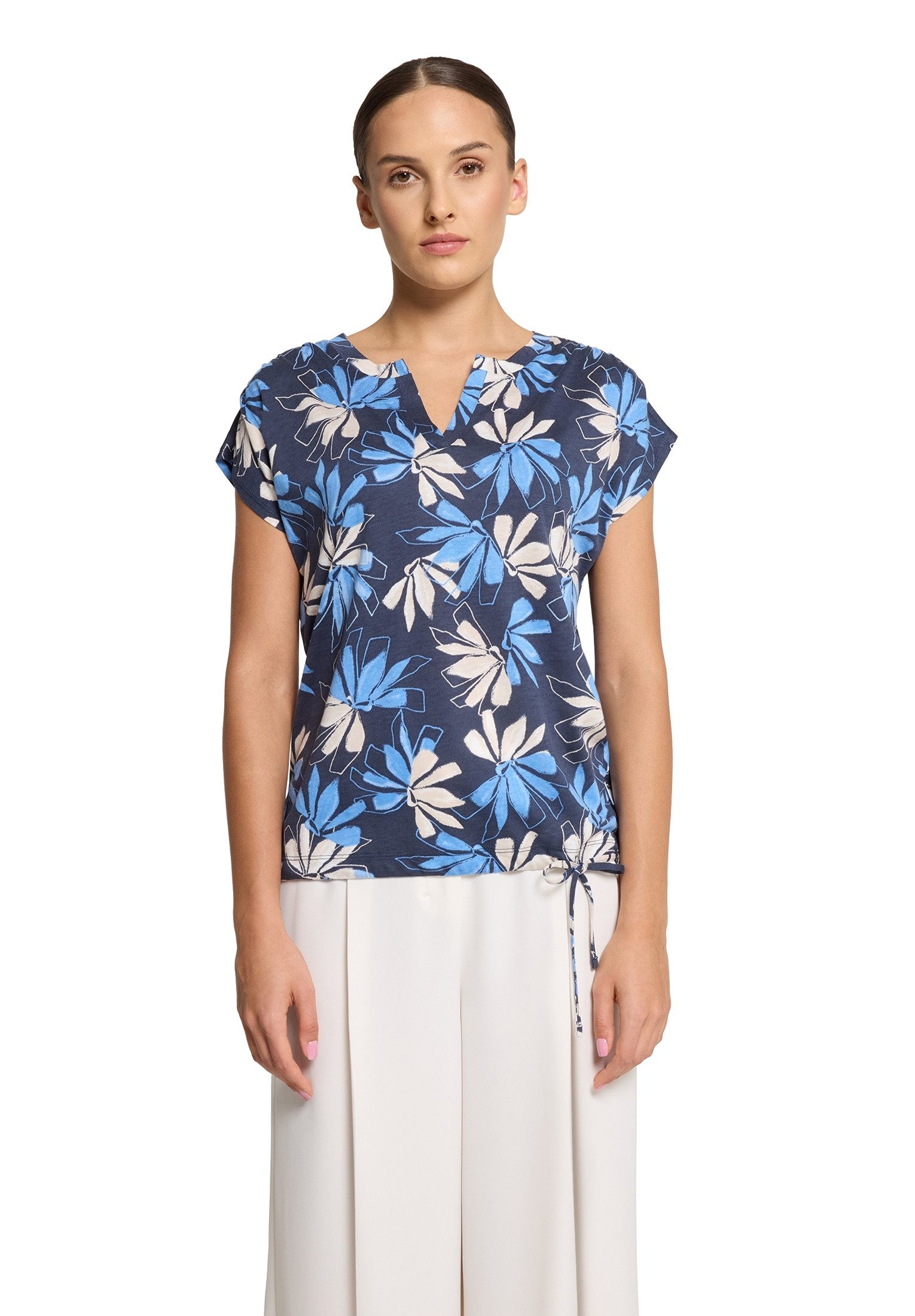 Kurzarmshirt Betty & Co Damen Casual-Shirt mit Tunnelzug