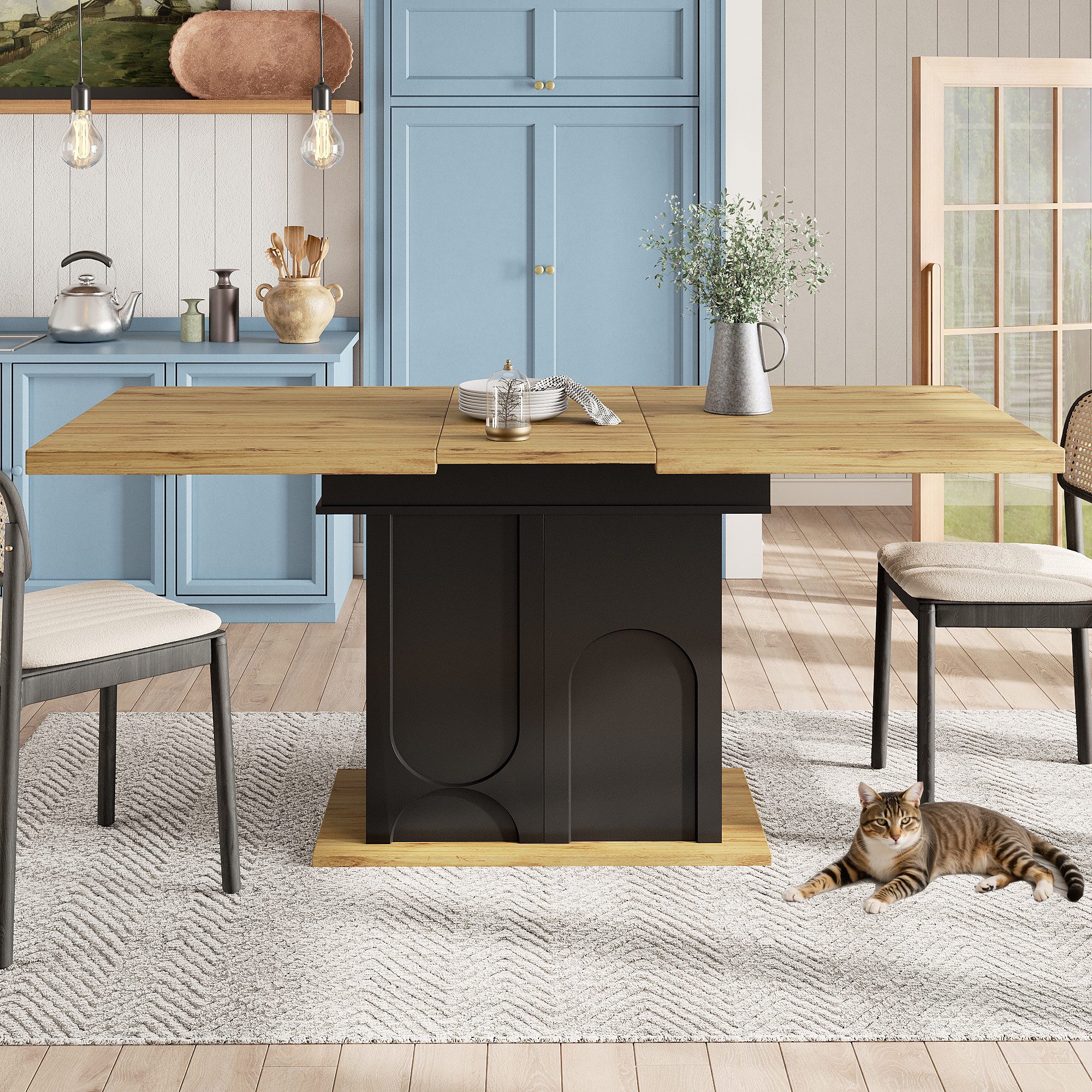 OKWISH Esstisch Multifunktionaler Ausziehtisch (für 4-6 Personen, Platzspar günstig online kaufen