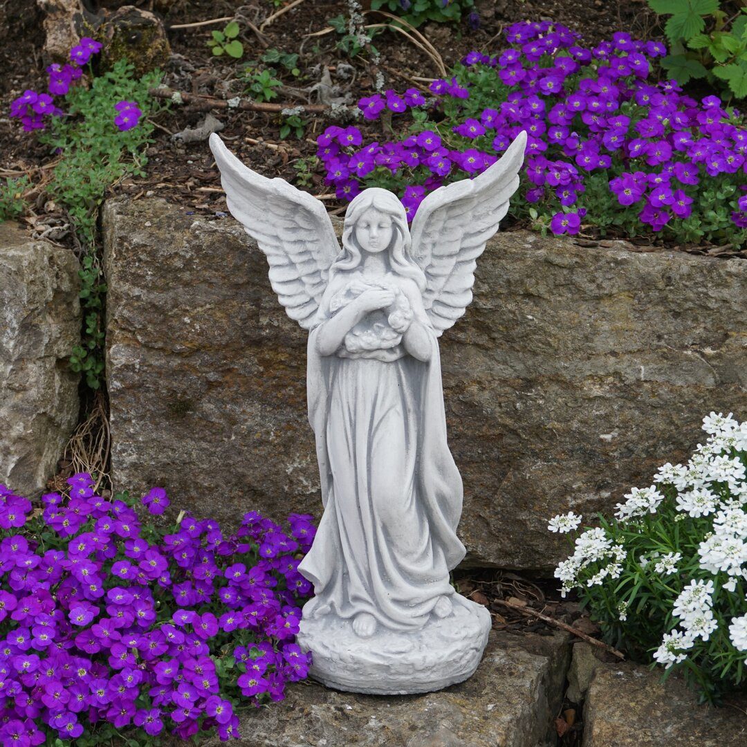 gartendekoparadies.de Gartenfigur Engel mit Flügel Grabengel, Steinfigur, H günstig online kaufen