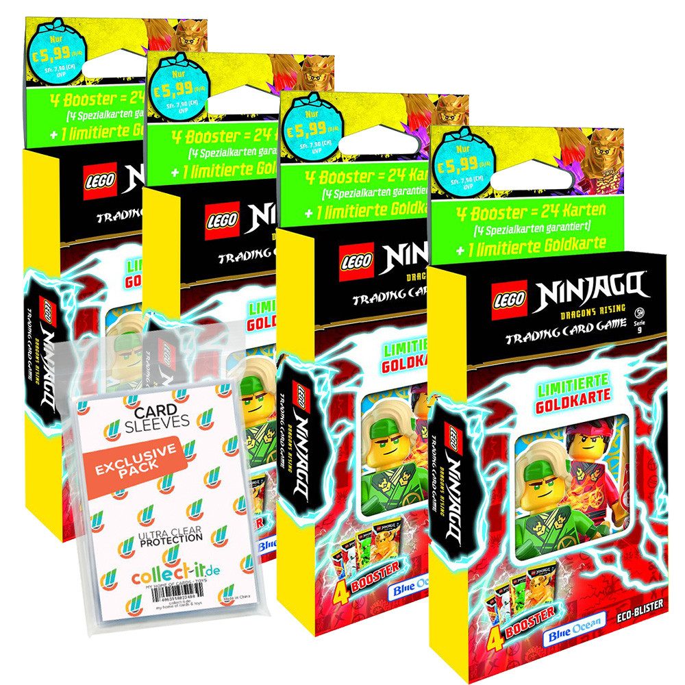 Blue Ocean Sammelkarte LEGO Ninjago Serie 9 s Alle 4 verschiedenen Blister +Collect-it Hüllen