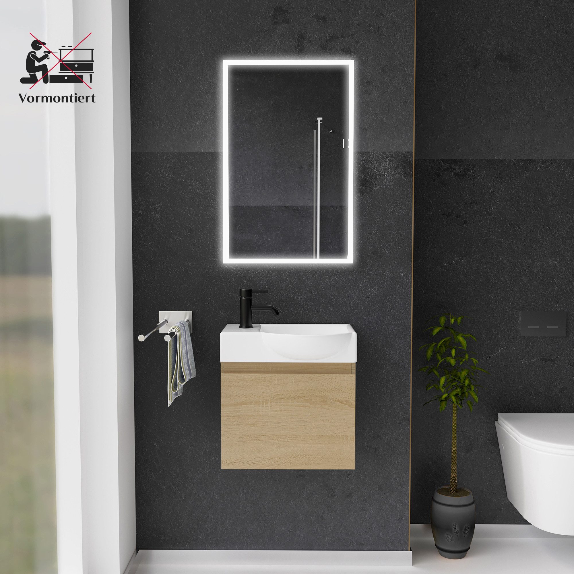 Alpenberger Badmöbel-Set - Gäste WC Waschbecken günstig online kaufen