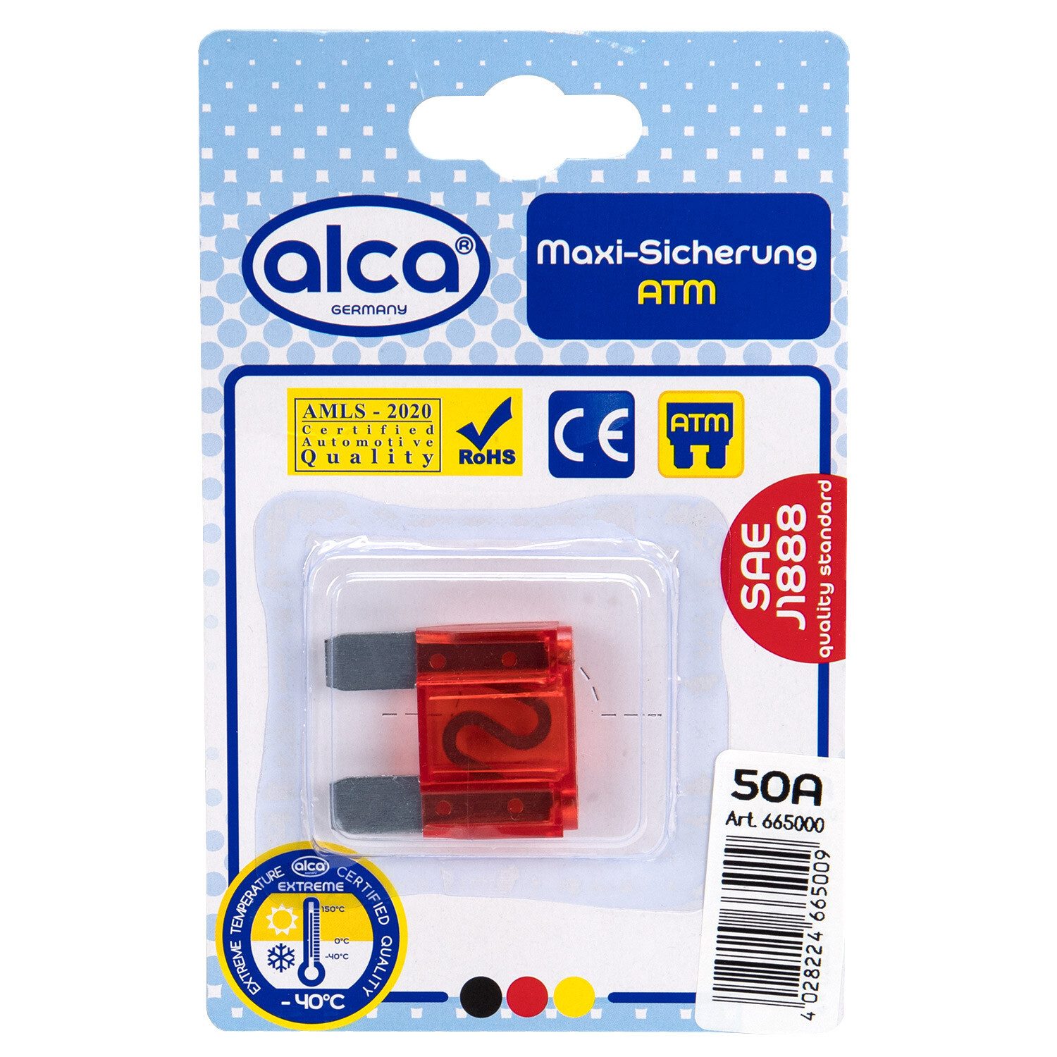alca Sicherheitsrelais Maxi-Sicherung 50A; 1 St. Blister rot Maxi Flachsicherung, (1-St)