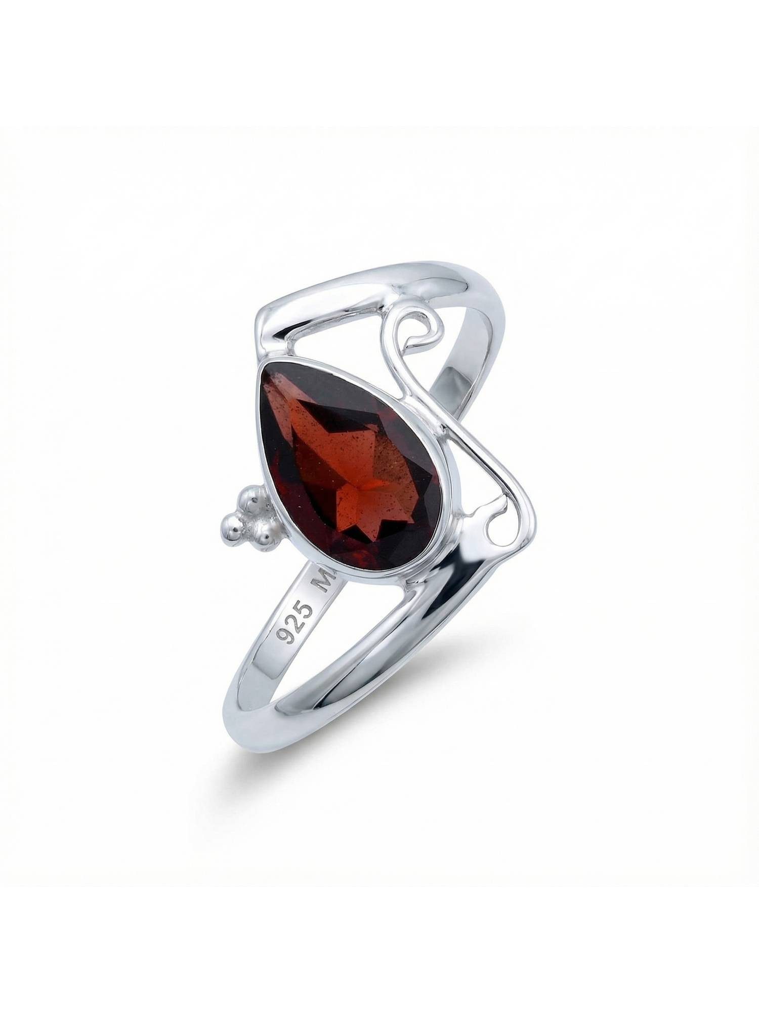 Silberring UHA aus 925 Silber mit Granat facettiert