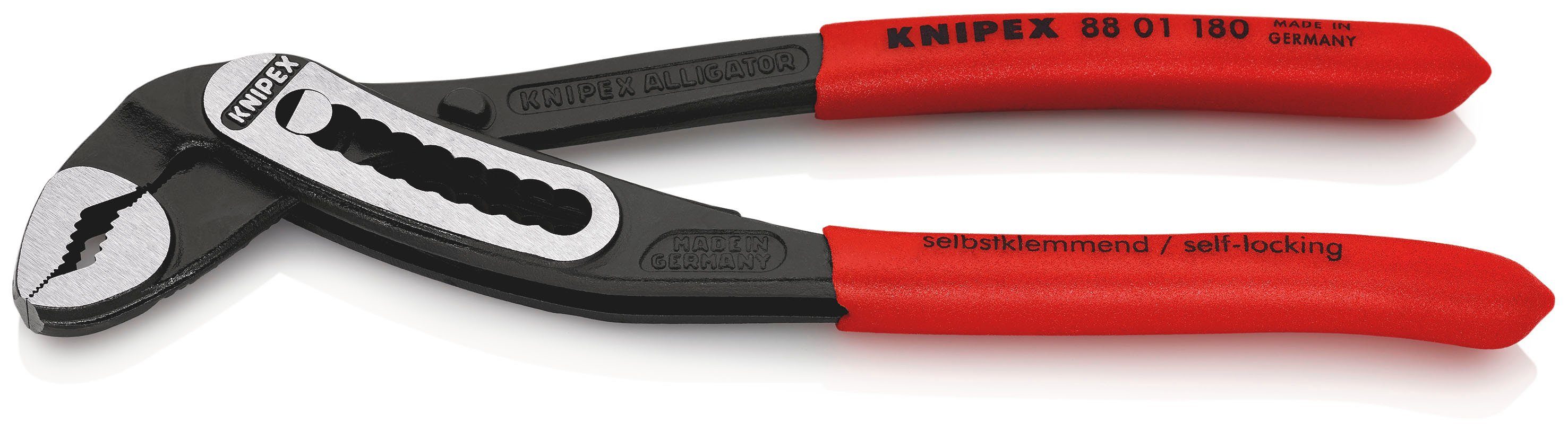 Knipex Wasserpumpenzange 88 01 180 Alligator®, 1-tlg., schwarz atramentiert, mit rutschhemmendem Kunststoff überzogen 180 mm