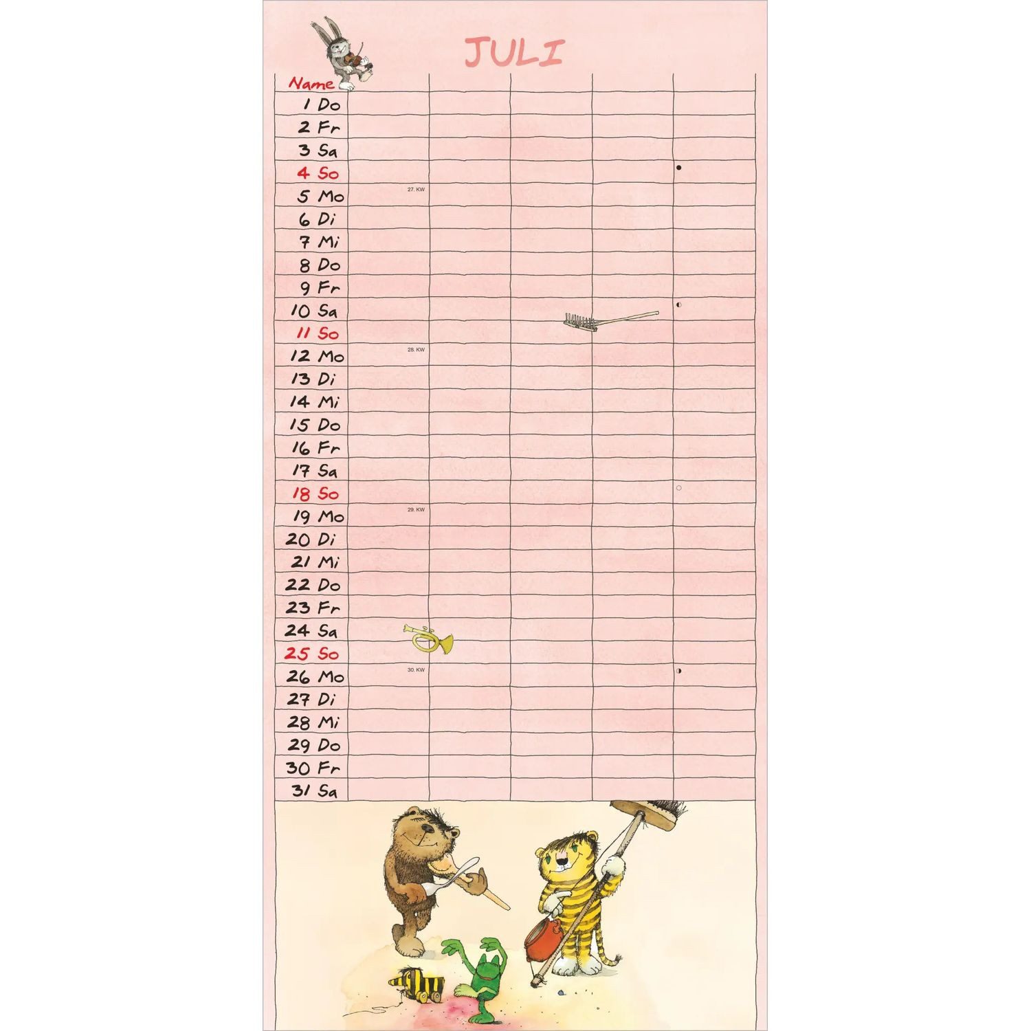 Wandkalender Janosch Familienplaner 2027 – Bild 5 von 5