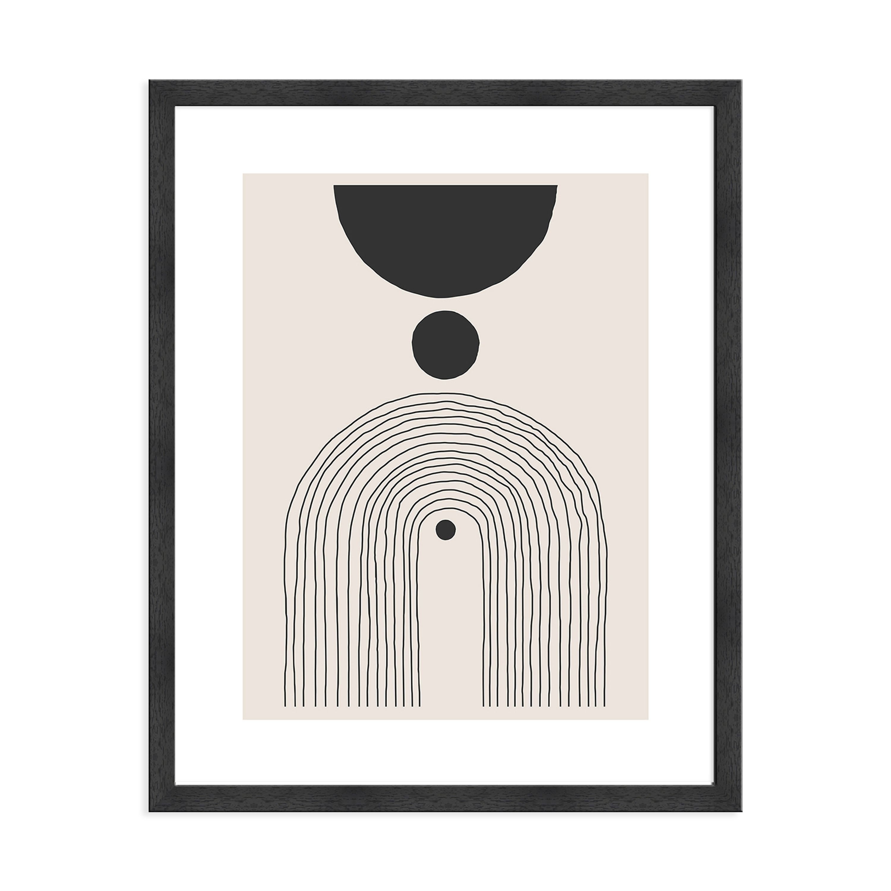 artissimo Bild mit Rahmen Gerahmtes Poster 40x50 cm / Wandbild modern / Wanddeko skandinavisc, Abstrakt und Formen: Geometrische Linien in Schwarz und Beige