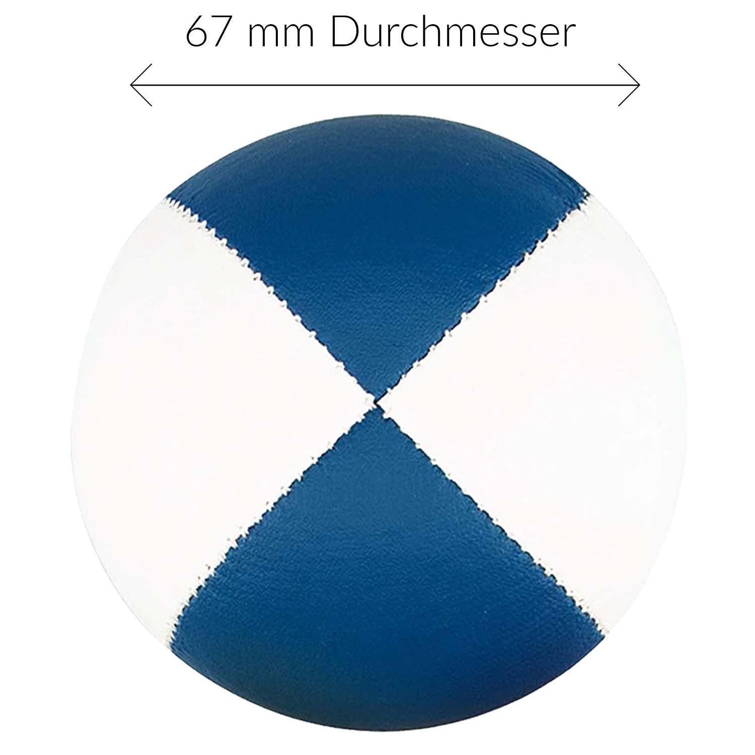 Diabolo Freizeitsport Jonglierball 3er & 5er Set, Jonglierbälle vierfarbig und zweifarbig (Balljonglage Set Zweifarbig - Weiche Lernbälle für Einsteiger, 3-St., Koordinationsbälle 3 Stück - Softbälle zum Jonglieren Lernen), 3er Juggling Balls 67 mm, 115g - Anfänger Training mit Vogelhirse