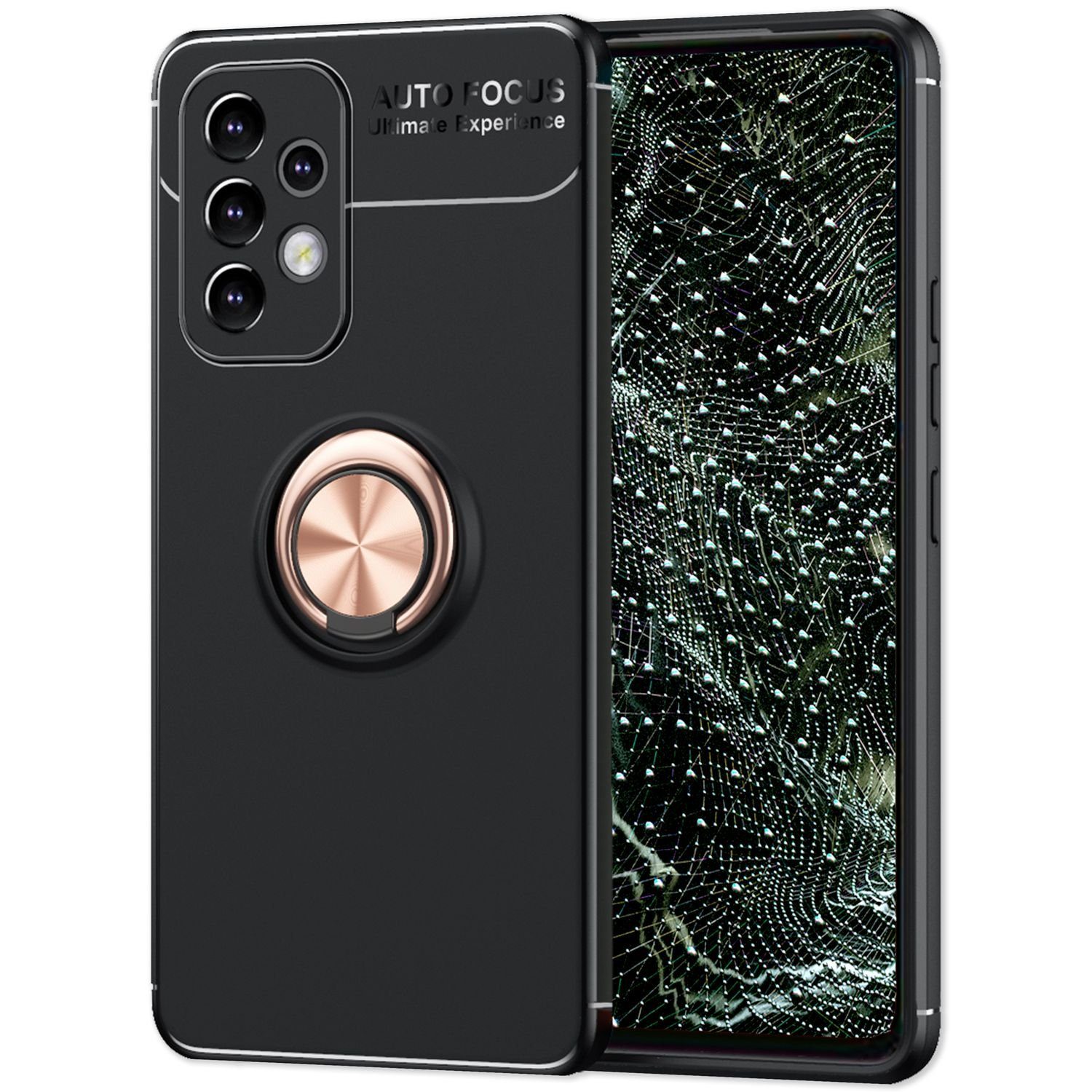 Nalia Smartphone-Hülle Samsung Galaxy A53 16,5 cm (6,5 Zoll), Matte Ring Silikon Hülle / 360 Grad Ring / Standfunktion / Rutschfest