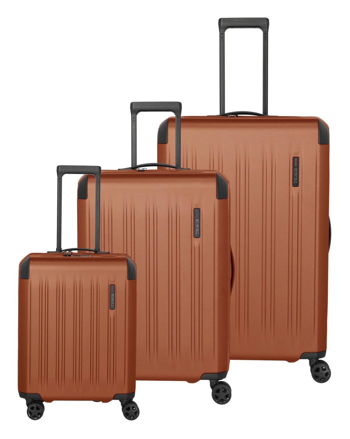 travelite Trolleyset DYNAMIIC S/M/L, verschiedene Farben, 4 Rollen, (Set, 3 tlg., S/M/L), Hartschalen-Koffer ABS Volumenerweiterung bei M/L