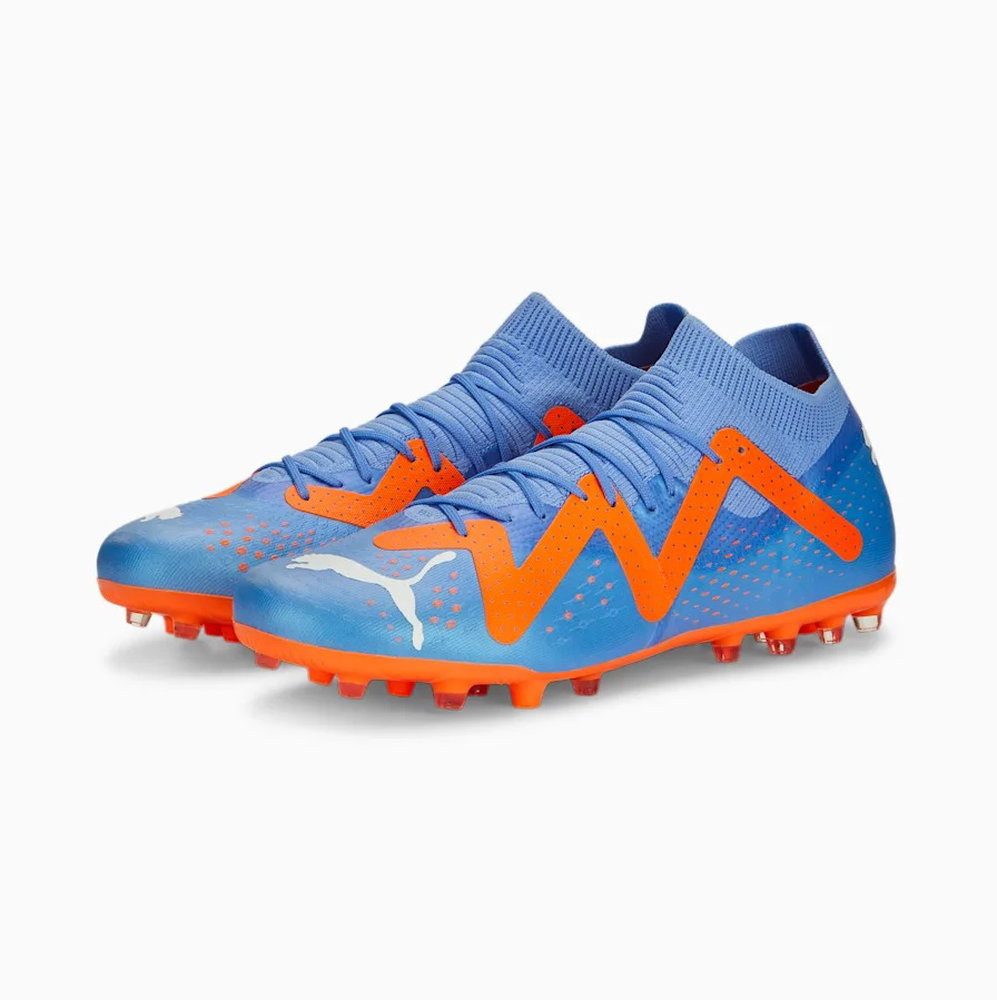 PUMA Future Match MG (für festen Boden/Kunstoberflächen) blau/orange Herren Fußballschuh