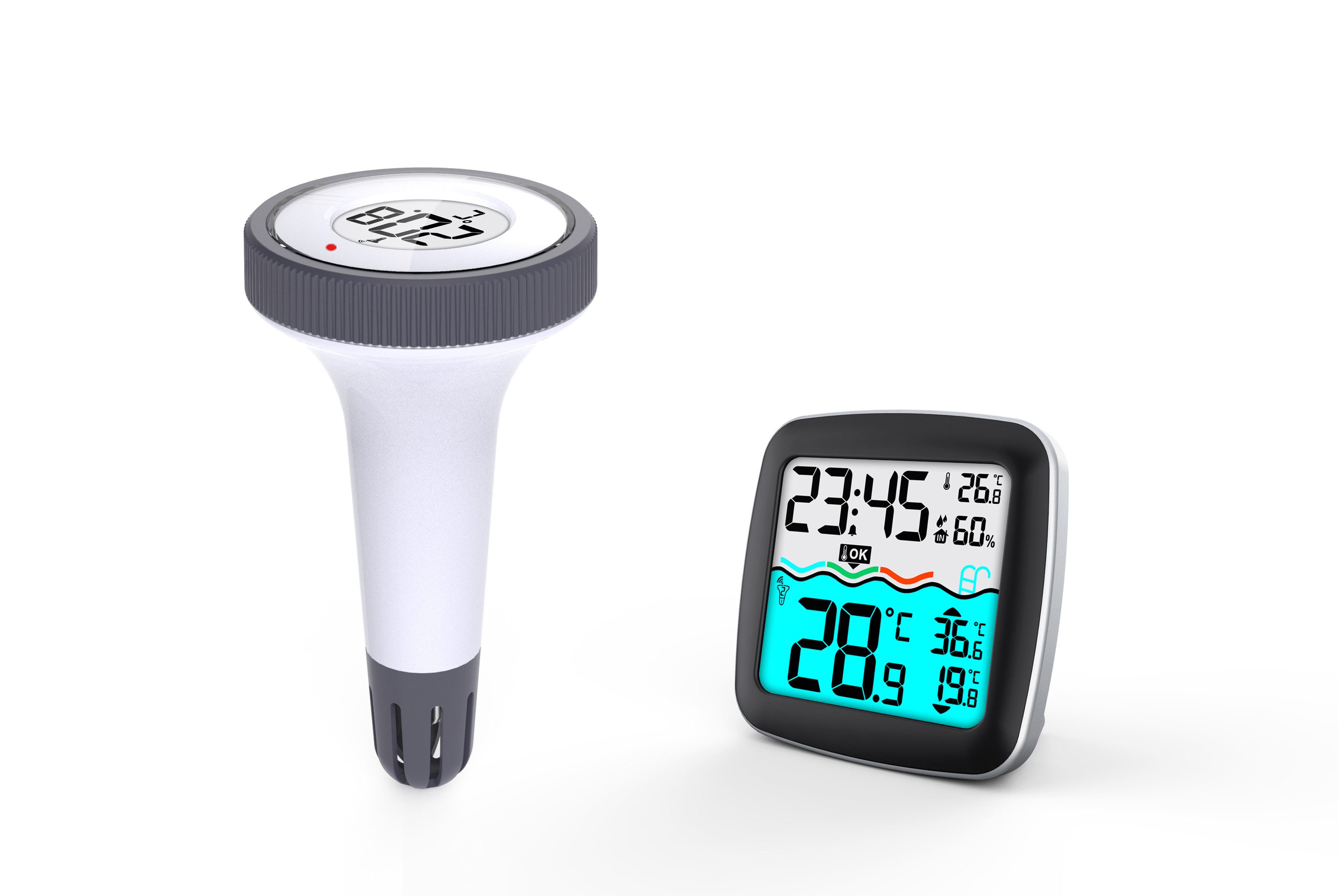 technoline Schwimmthermometer WS 9059, besteht aus Poolsensor und Innenstation, Digitales Poolthermometer mit Innenstation