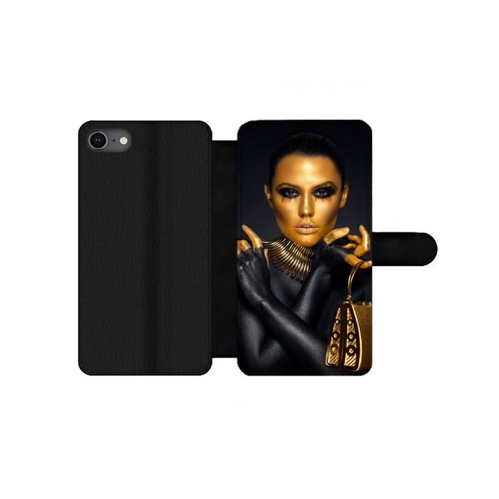 MuchoWow Handyhülle Make-up - Tasche - Gold - Luxus - Frau Handyhülle Telefonhülle Apple iPhone SE (2020)