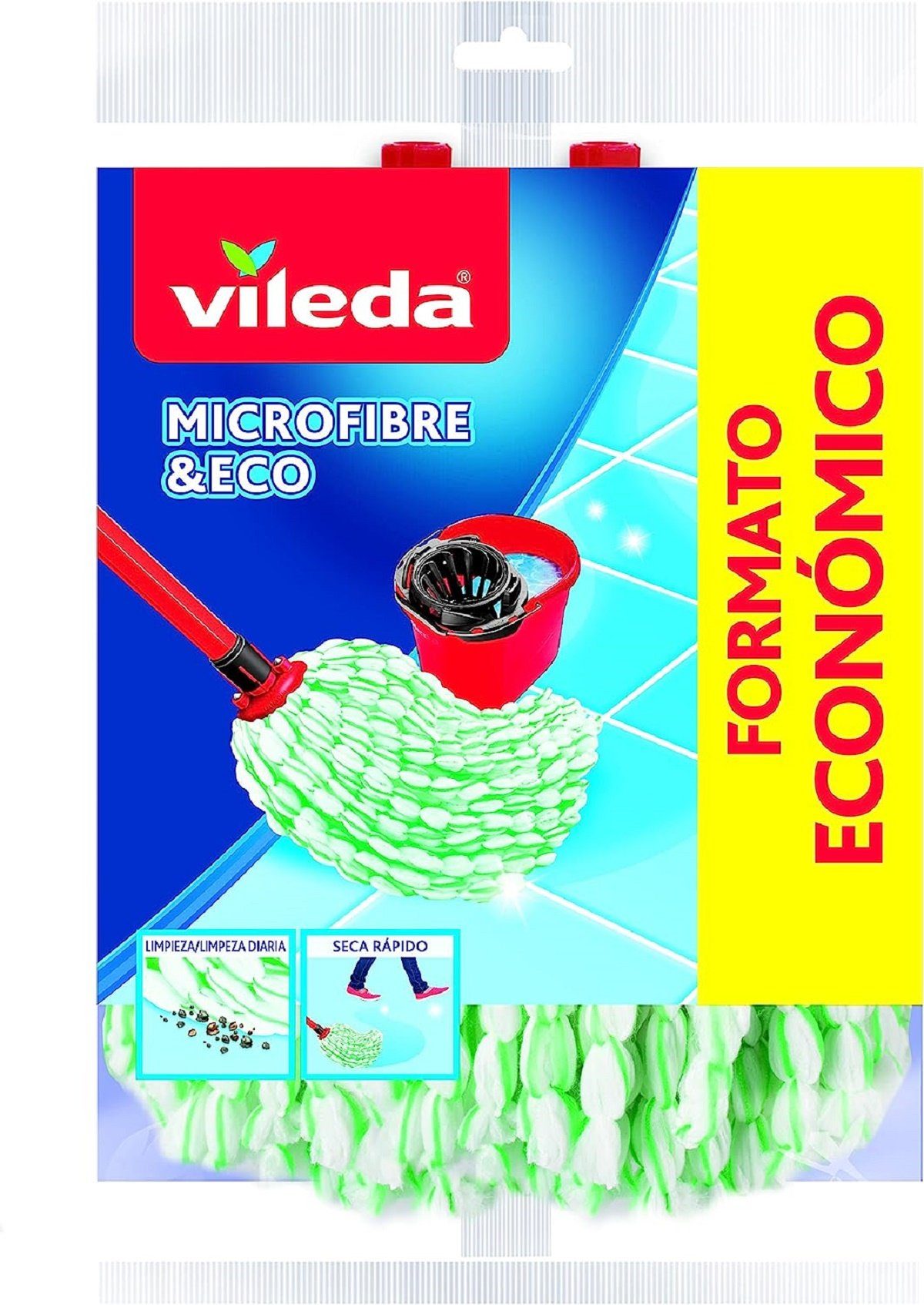 Mikrofaser, 2 Eco Microfibre Wischmopp 100% Vileda Wischmopp-Nachfüllpackung, Stück