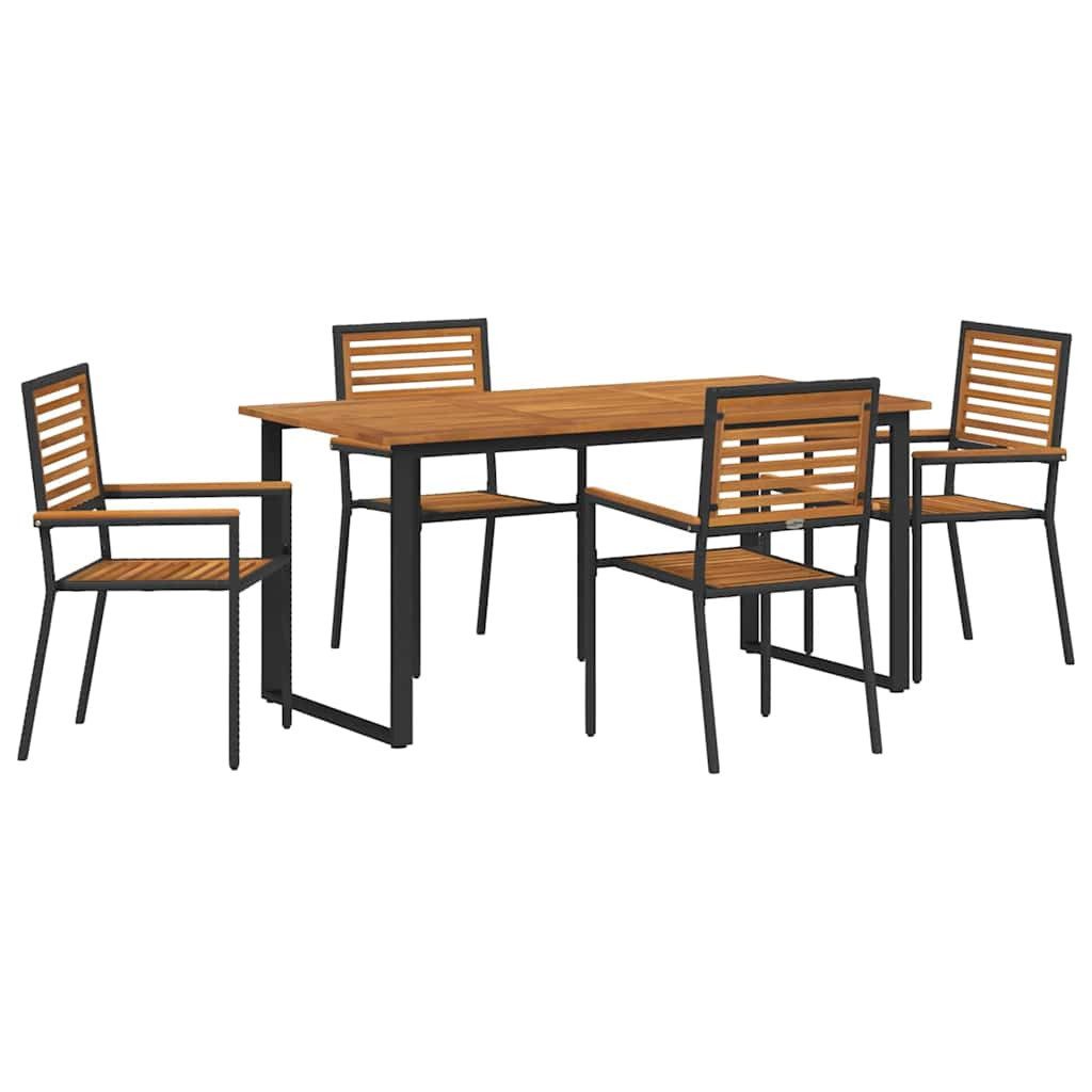 Gartenlounge-Set Garten Essgruppe 5 pcs Schwarz Massivholz