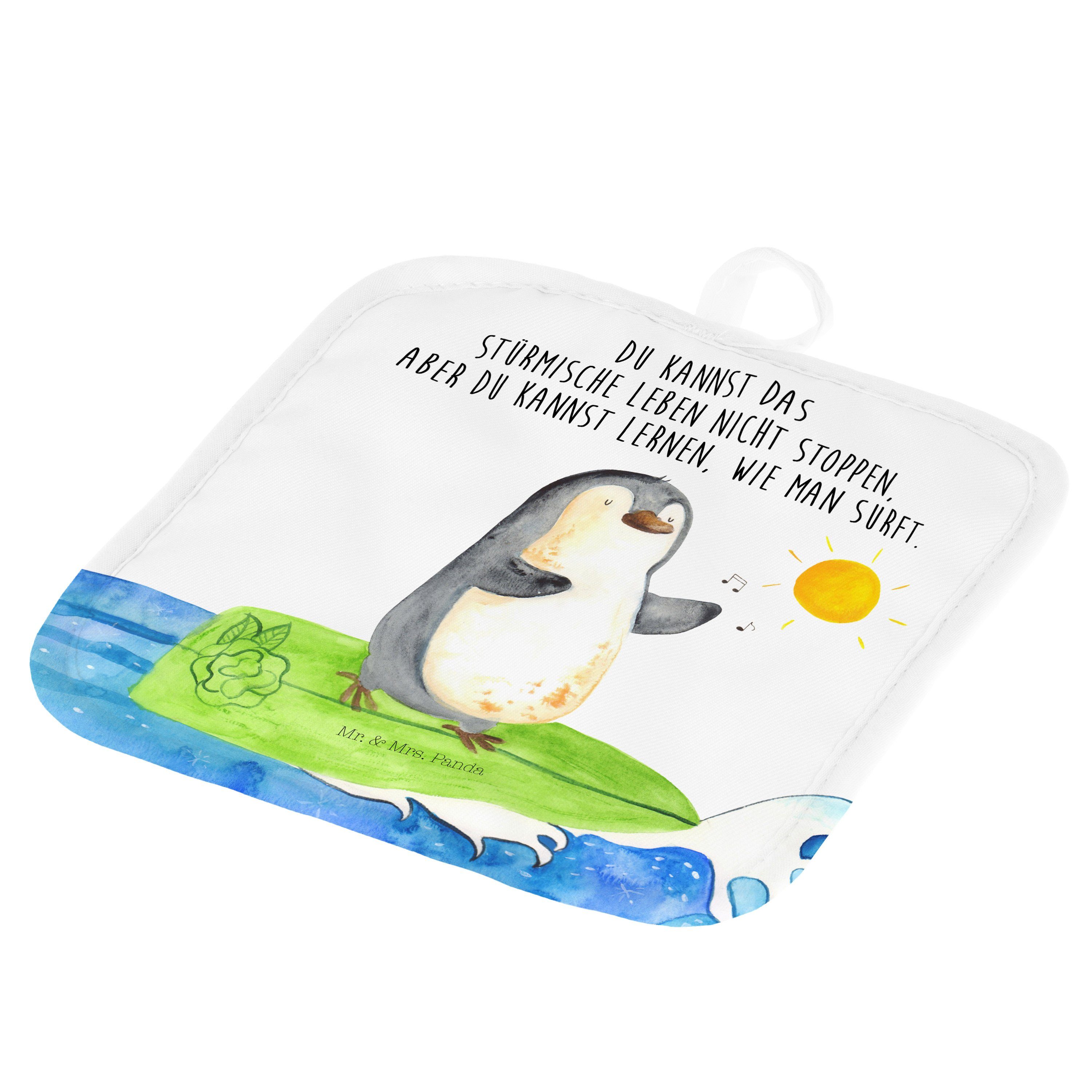 Surfer Panda Wellen, Topflappen Geschenk, - & Weiß Mr. Mrs. Topflappen - (1-tlg) Set, T, Pinguin Pinguine,