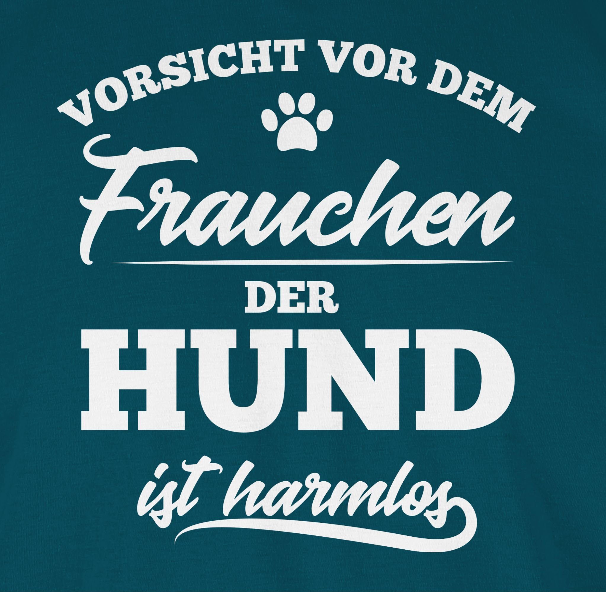 Damen Shirts Shirtracer T-Shirt Vorsicht vor dem Frauchen der Hund ist harmlos - Geschenk für Hundebesitzer - Damen T-Shirt mit 
