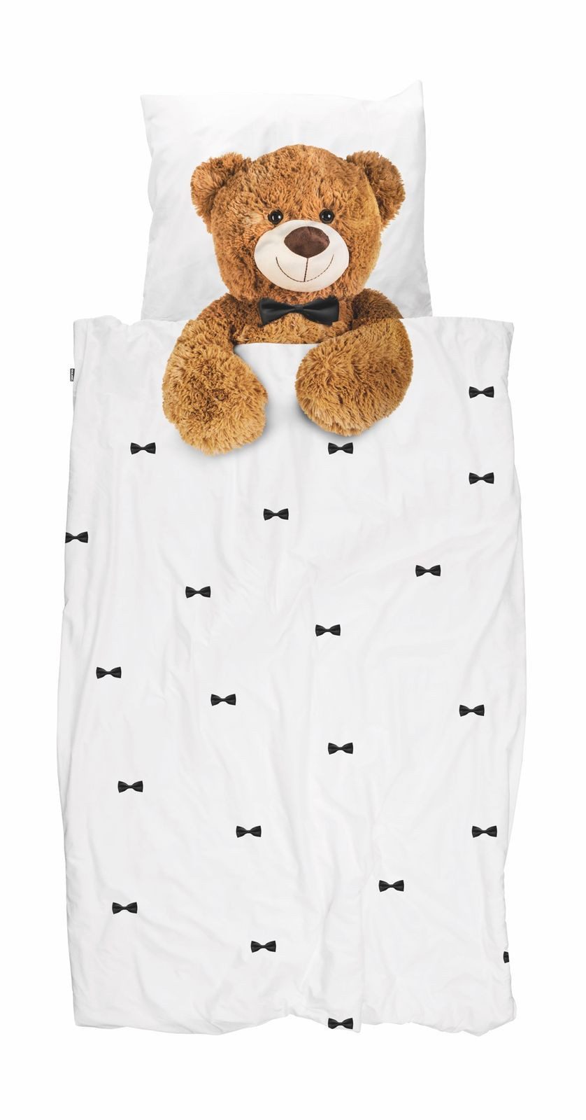 Snurk Kinderbettwäsche Teddy, Perkal, 2 teilig, Kuscheltier, Schleifen