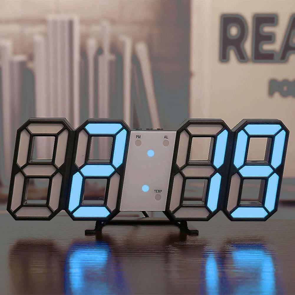 Oneid Wecker 3D LED oder Küche Wanduhr, Digitalwecker, Digitaluhr,für Haus, Büro Blau