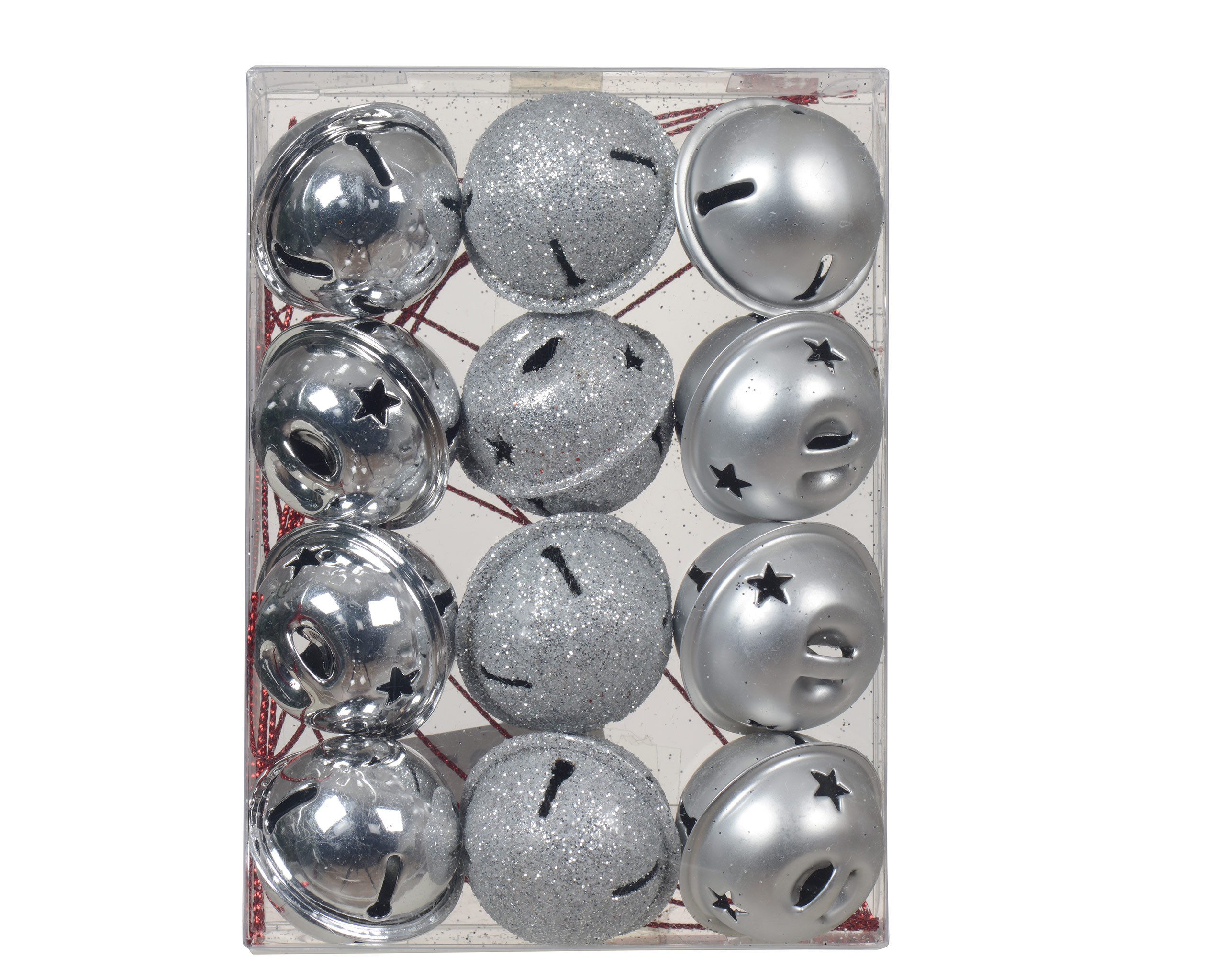 Kaemingk Christbaumschmuck, Glöckchen Metall 3cm 12er Set Silber