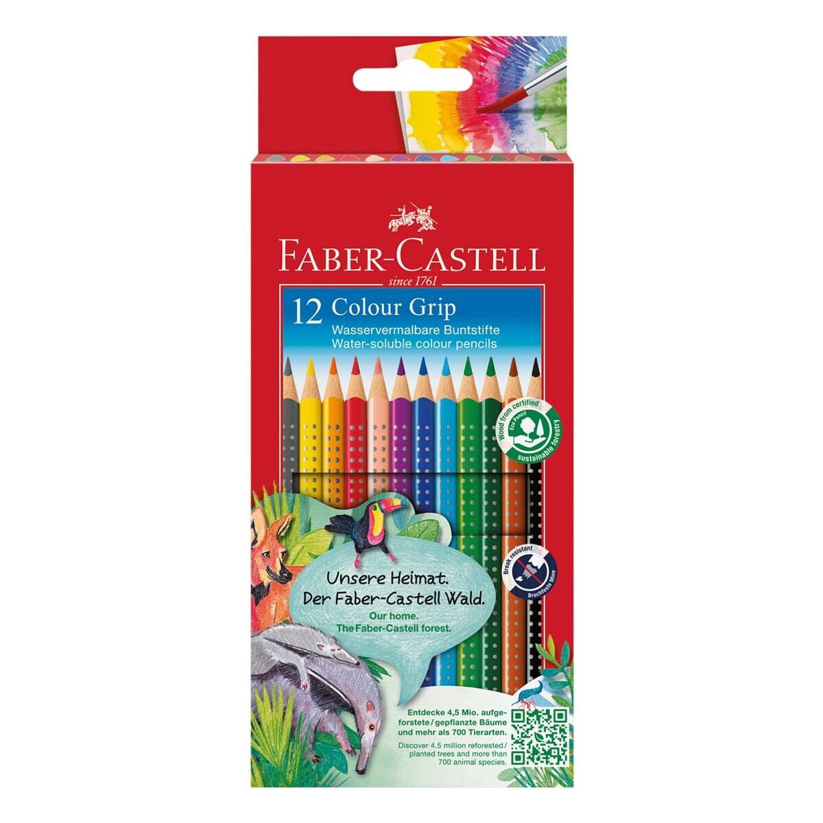 Faber-Castell Buntstift Colour-GRIP, (Colour-GRIP, 12-tlg), mit Soft-Grip-Zone