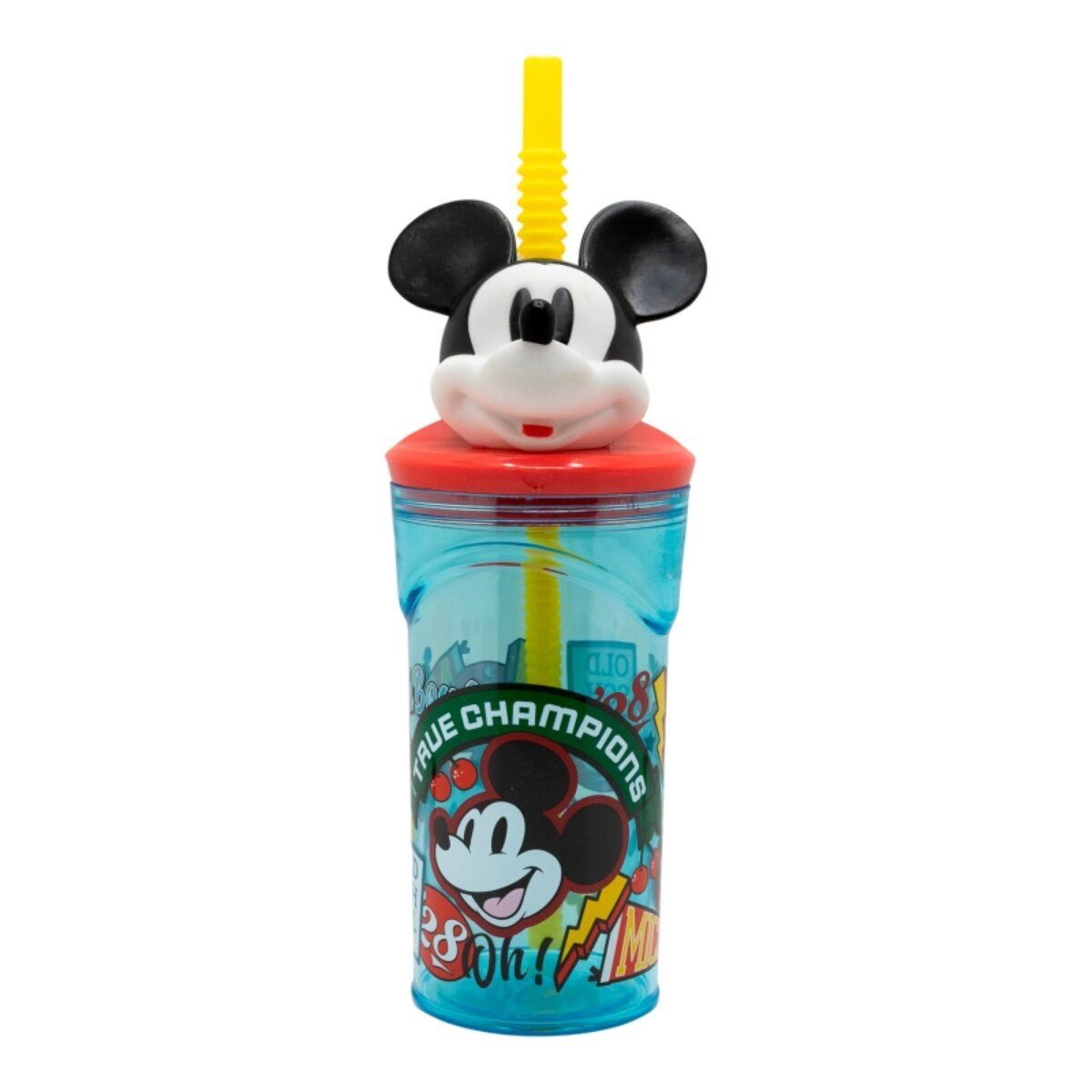 Disney Trinkflasche Disney Mickey Mouse Becher 3D Kindertrinkbecher 360ml mit Strohhalm