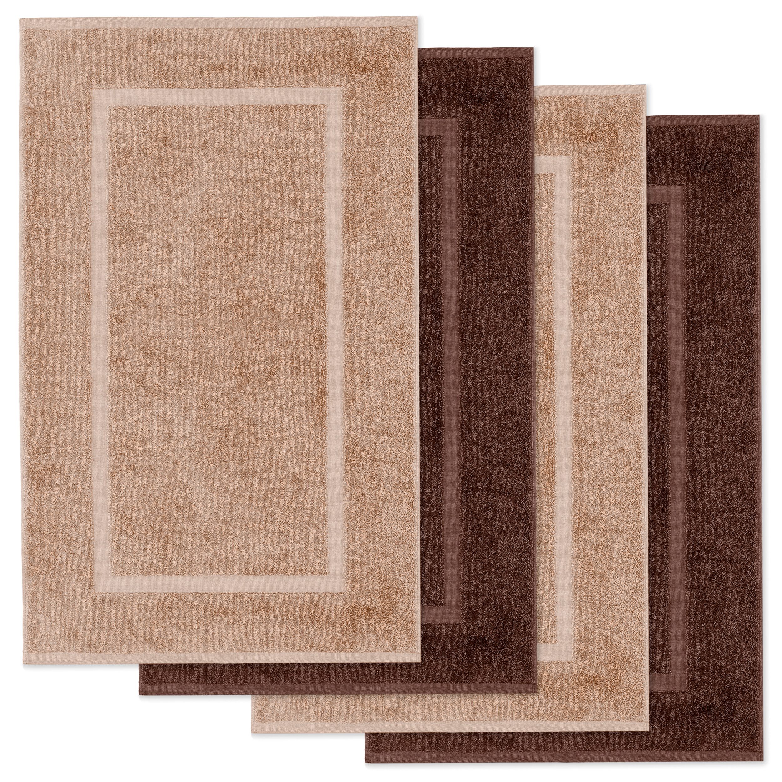 Lavea Badematte 4er Set Badeteppiche Elena Frottee 50x80 cm Badvorleger, 100% Baumwolle, 500 g/m² Frottier, weich & saugstark, pflegeleicht