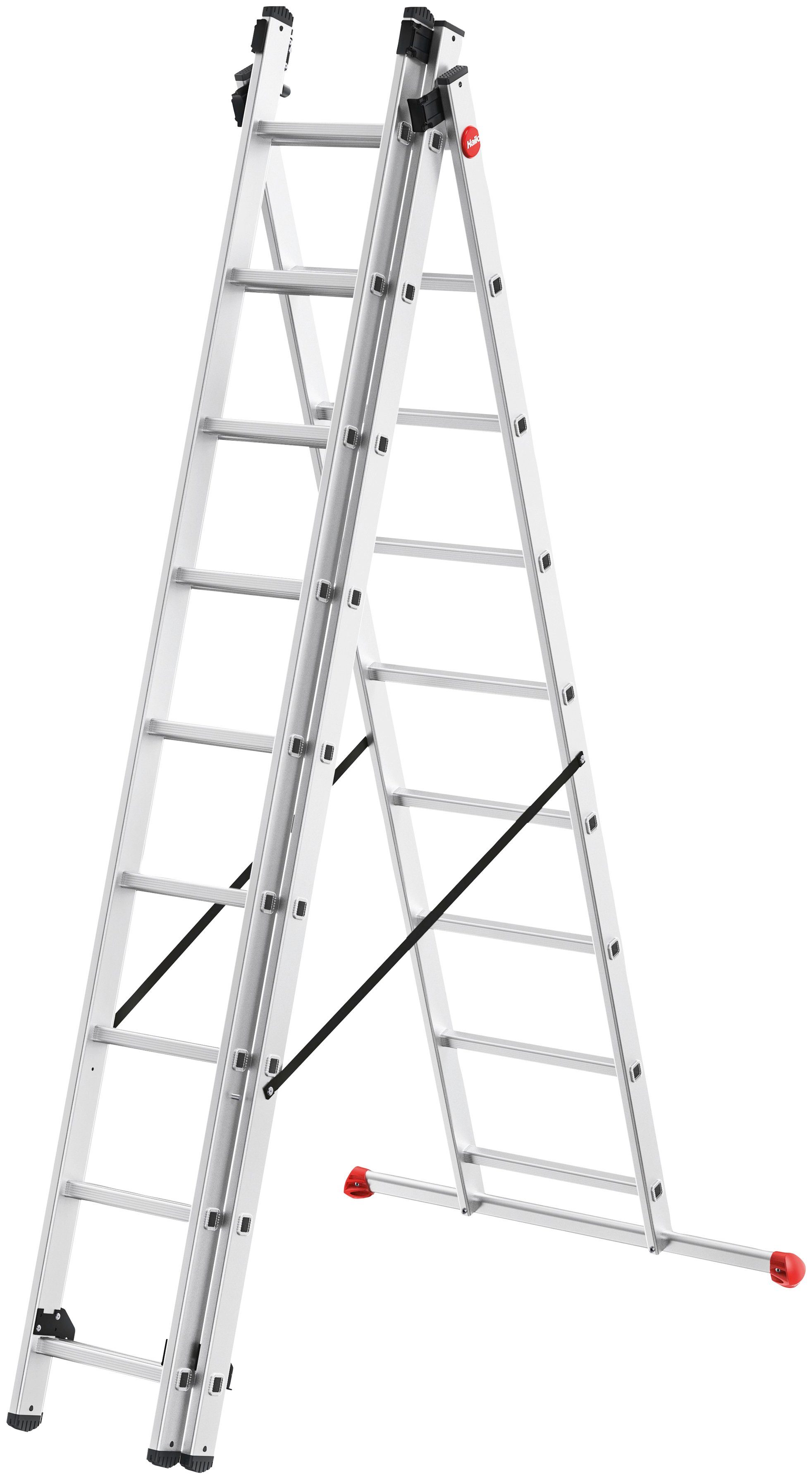 Hailo Vielzweckleiter HobbyStep combi (Set), Aluminium Kombileiter 3-teilig 3x9 Sprossen