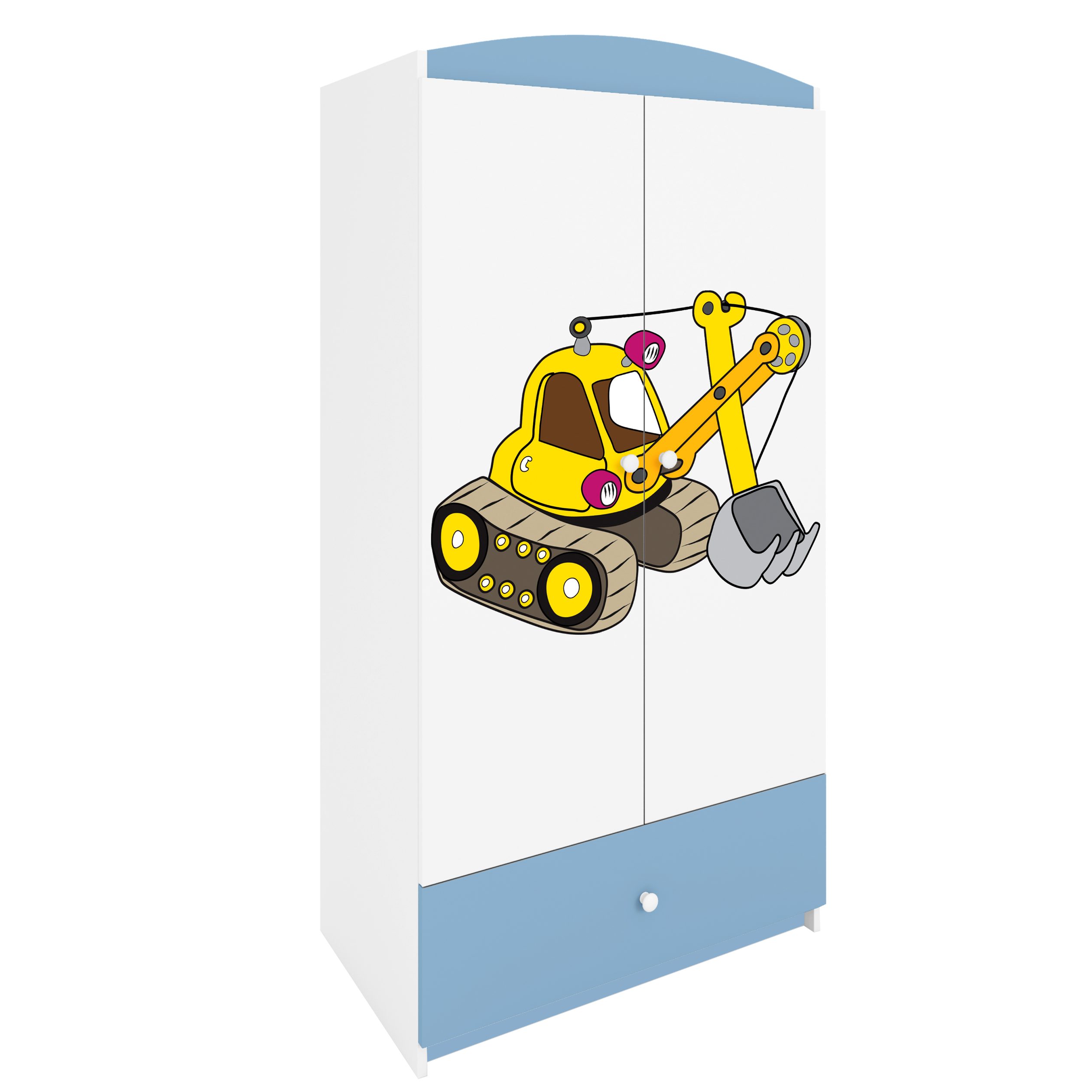 Raumhirsch Furniture Kinderkleiderschrank Babydreams Drehtürenschrank Kleiderschrank Excavator Blau