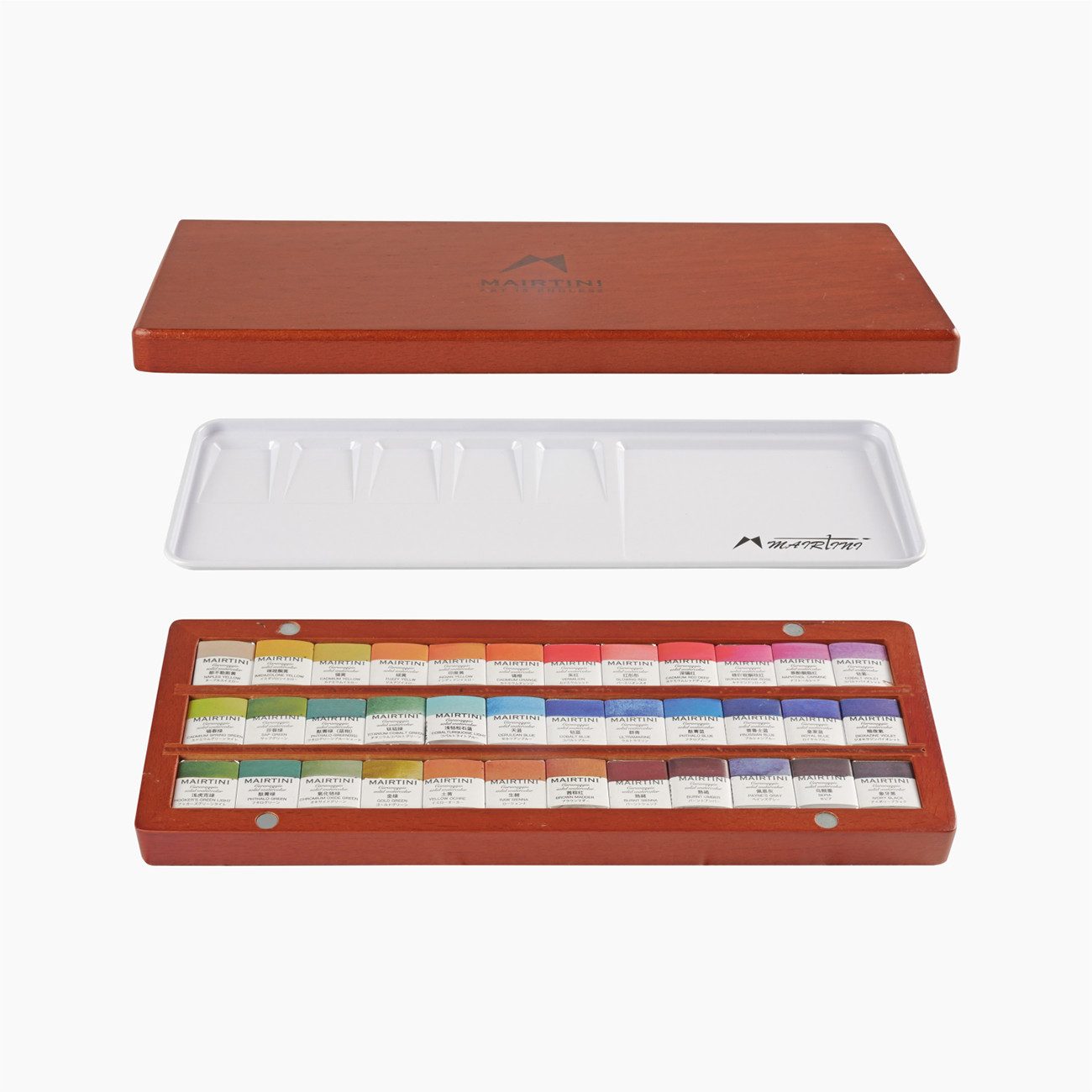 Mairtini Aquarellfarbe Set - Premium 12 / 24 / 36 Цвета in halben Näpfchen, Hochwertige Profi-Farben in eleganter Metall- oder Holzbox