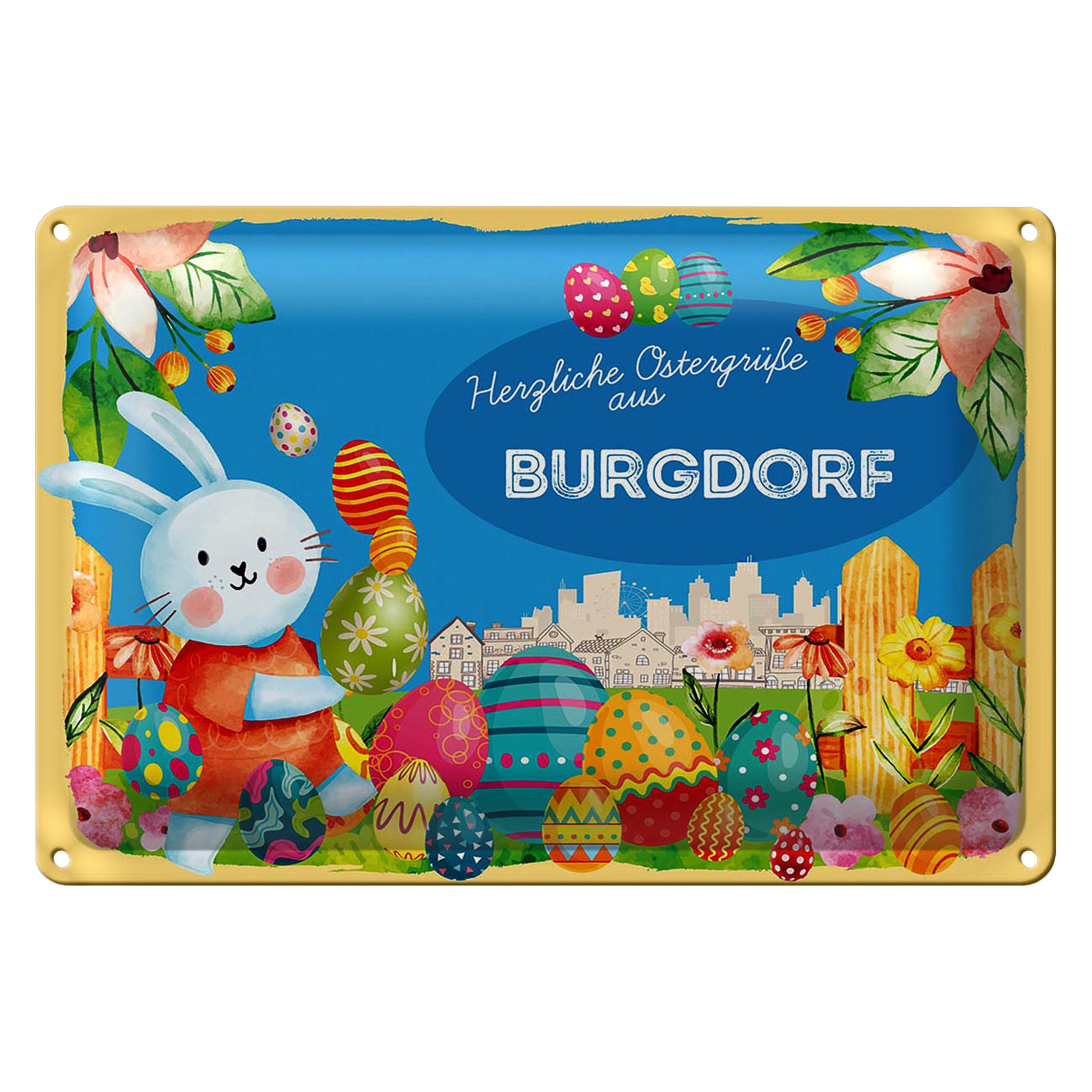 Roomando Metallschild Blechschild Ostern Ostergrüße 30x20cm BURGDORF