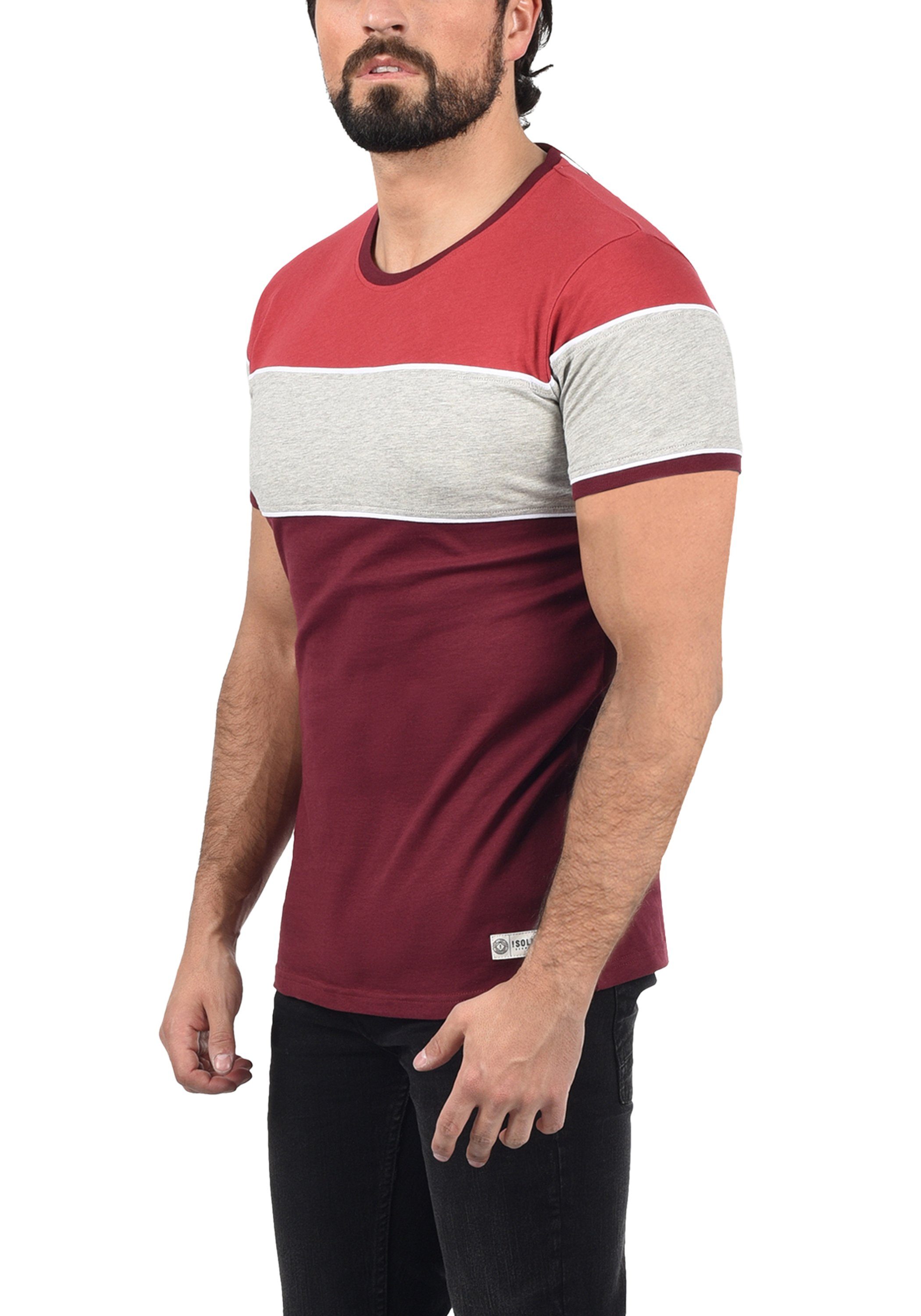 Wine Colorblocking-Optik !Solid T-Shirt in (0985) Red Rundhalsshirt SDCody