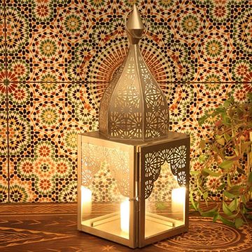 Casa Moro Kerzenlaterne Orientalische Laterne Windlicht Modena Silber 2er Set IRL665 (einzigartige Windlichter wie aus 1001 Nacht, 2-teilig), Ramadan Kerzenhalter Eid Mubarak Wohn Deko