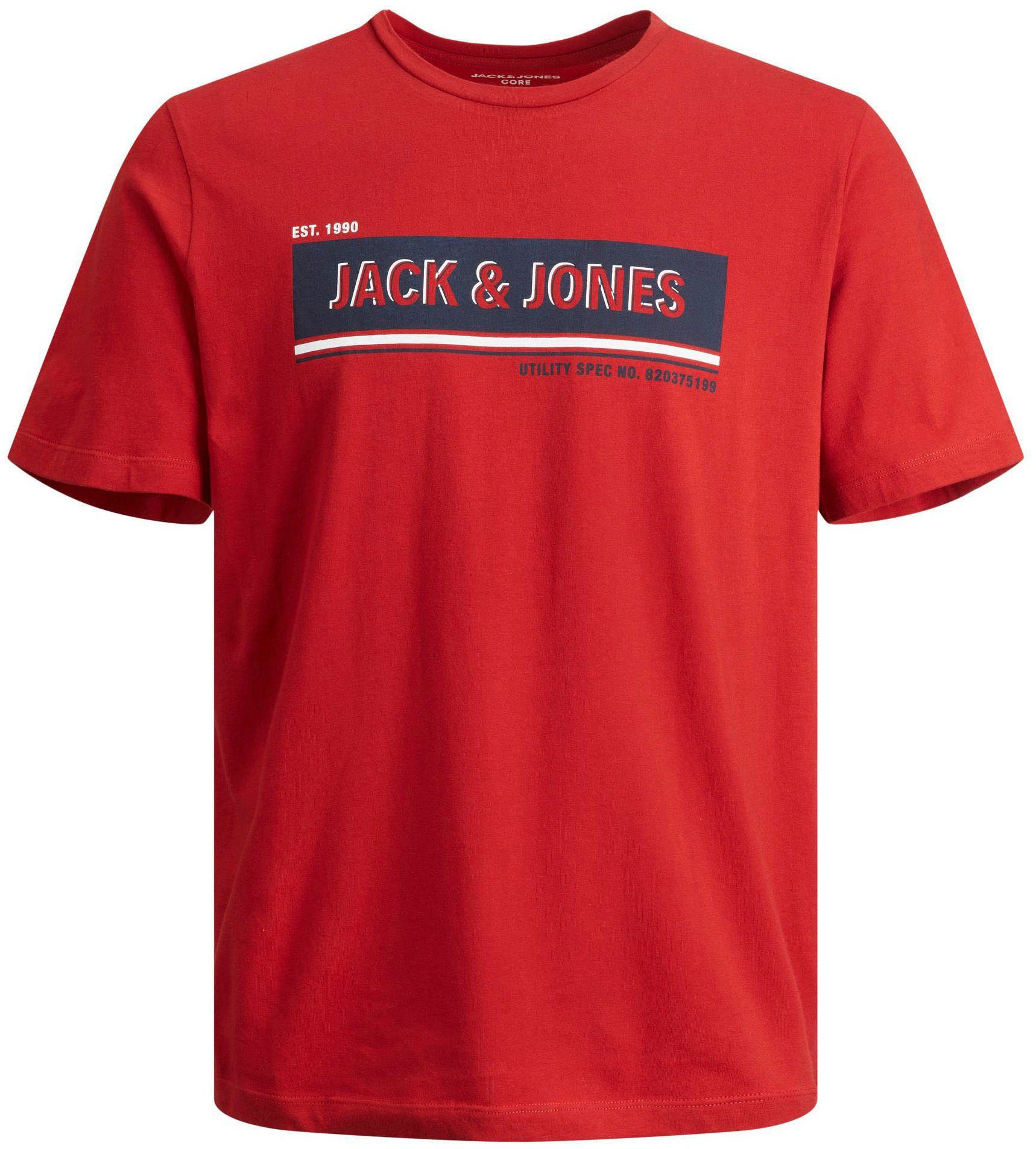 Jack & Jones Rundhalsshirt JCOADAM TEE SS CREW NECK FST Pompeian Red