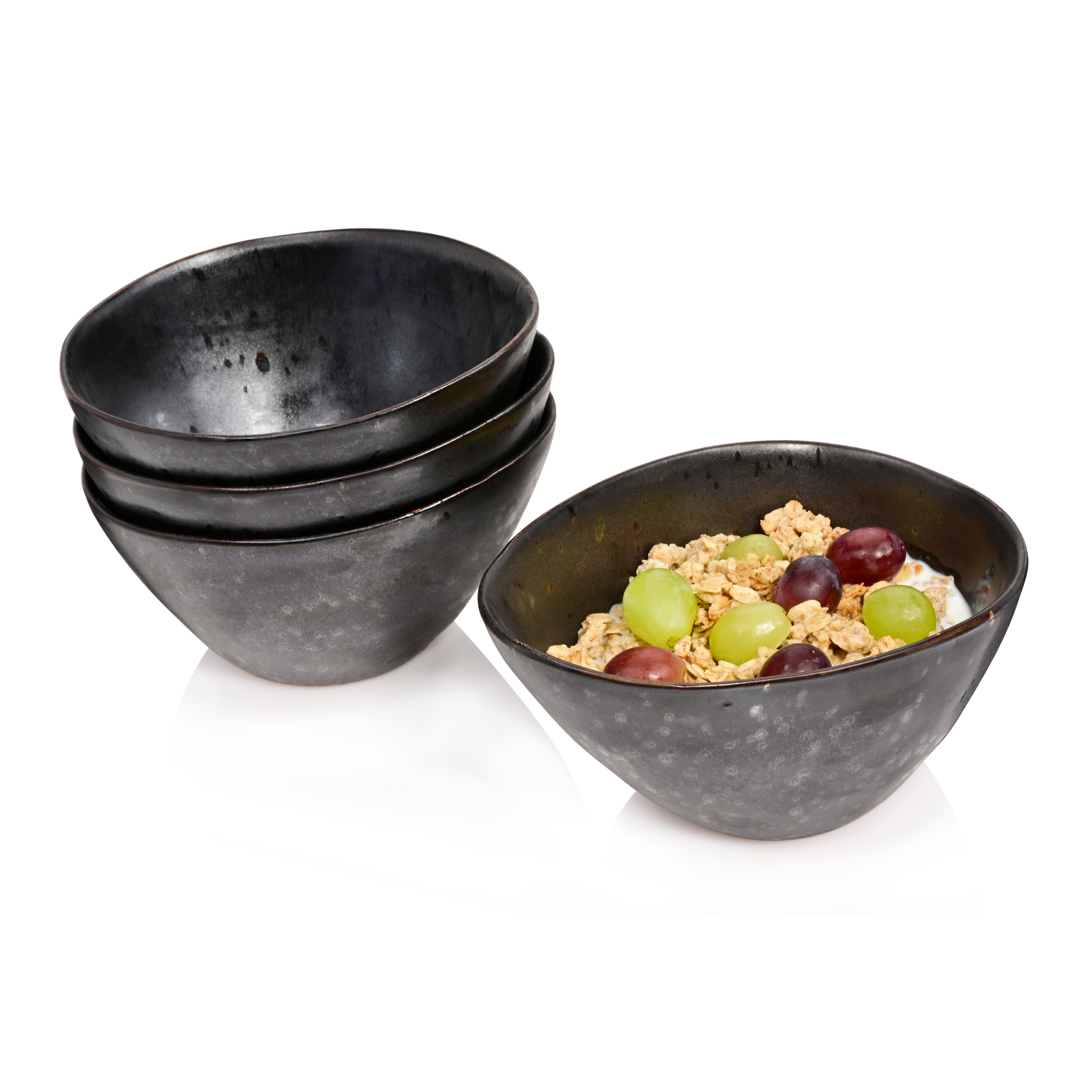 SÄNGER Müslischale Set Tombey, Schwarz, Steingut, (Set, 4-tlg), Миски с хлопьями, Unikat, Handmade, Premium Collection
