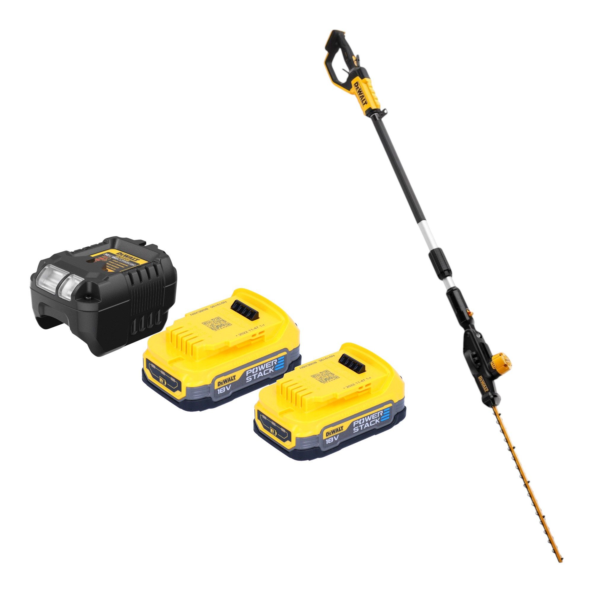 DeWalt Akku-Heckenschere DCMPH 566 E2 18 V 55 cm + 2x Powerstack Akku 1,7 Ah + Ladegerät