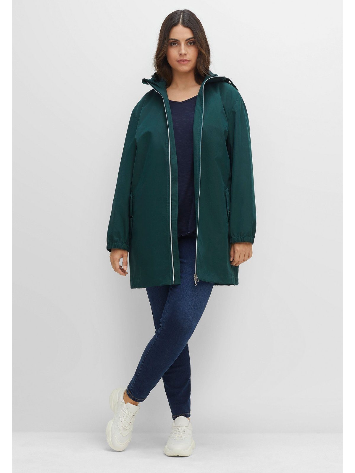 Große Sheego Größen Oversized-Schnitt Outdoorjacke im mit Kapuze,