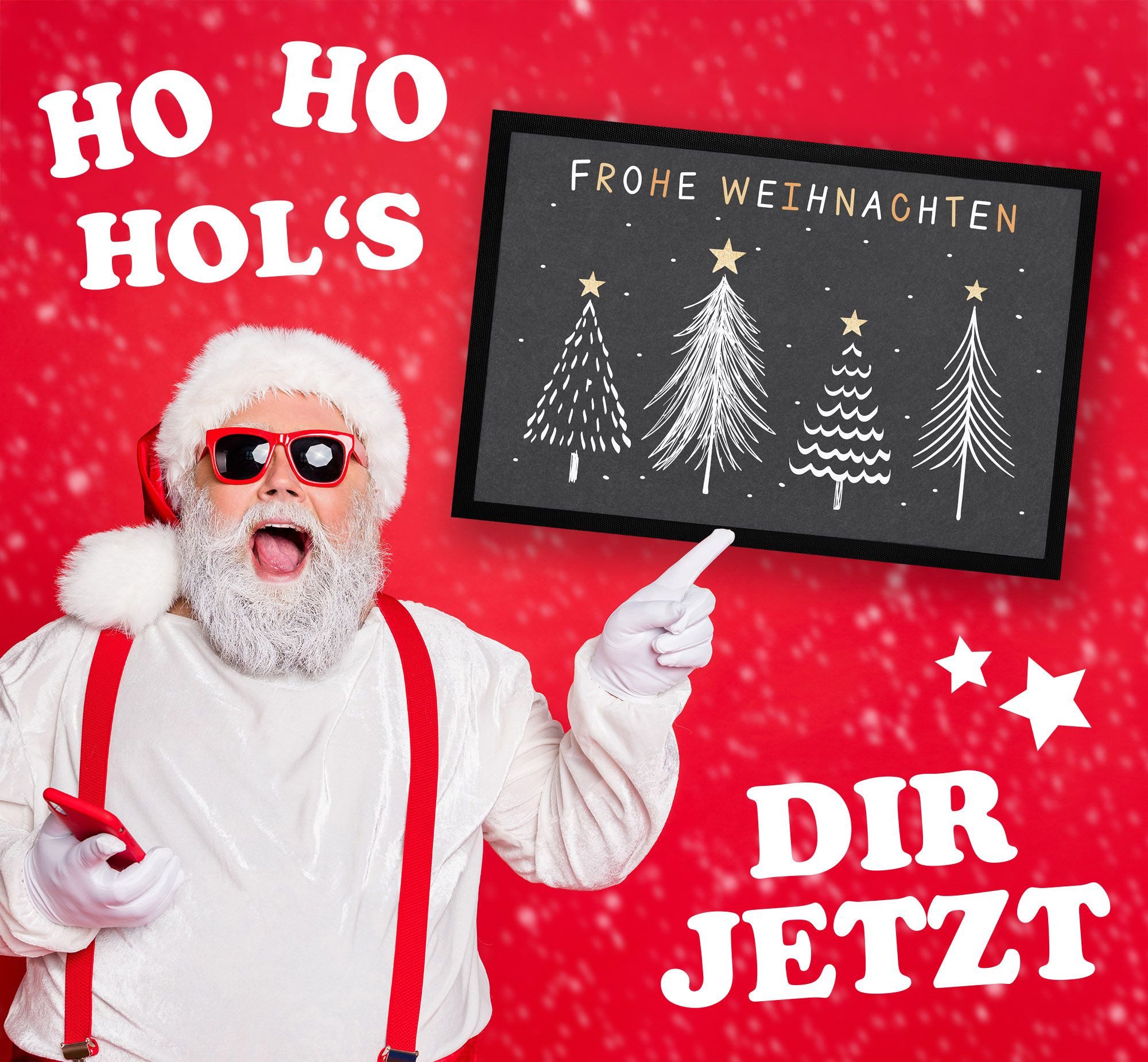 MoonWorks Fußmatte Fußmatte Winter Bäume Skandi Style Frohe Weihnachten rut günstig online kaufen