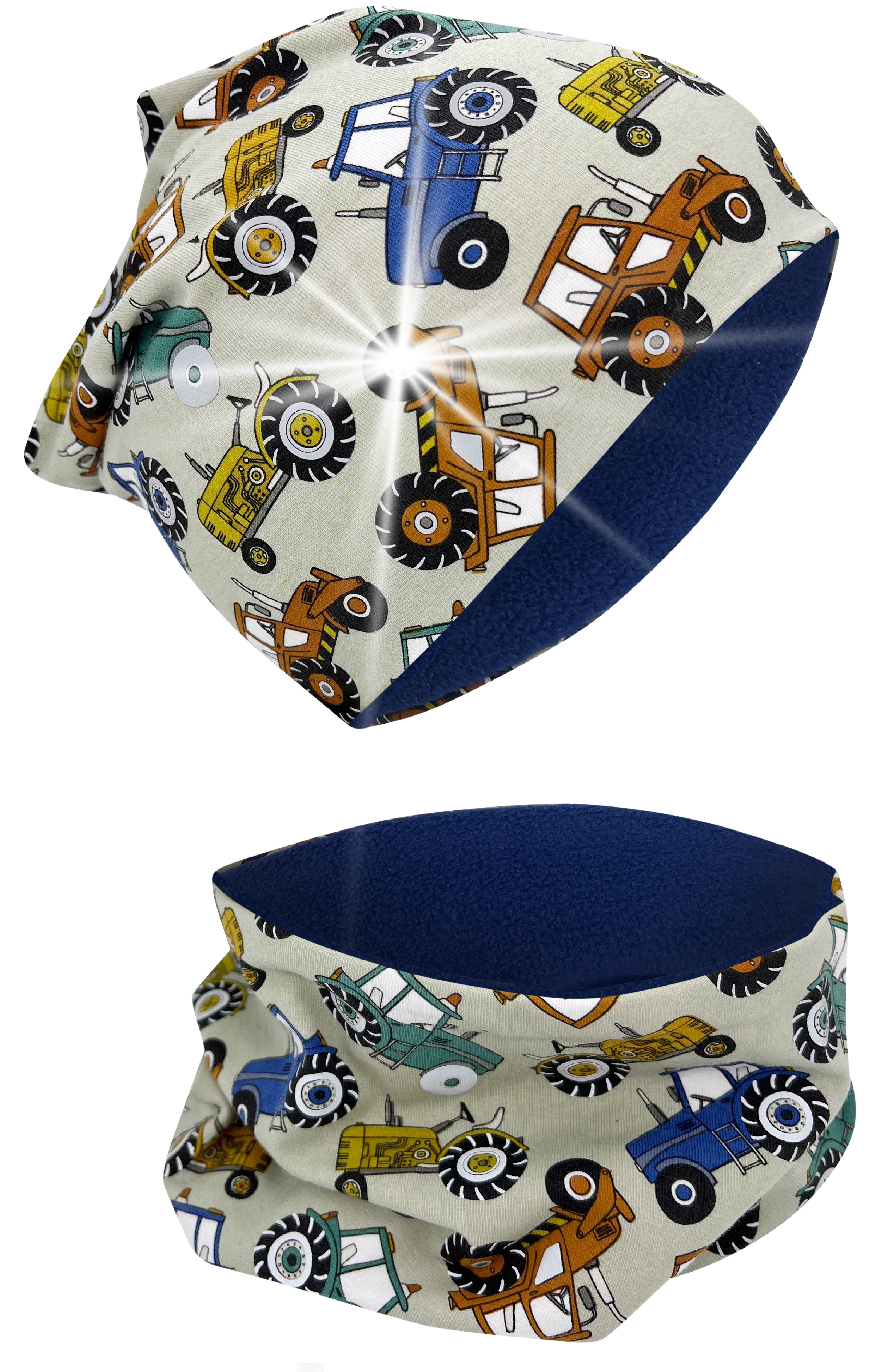 Beanie 360° Reflektor Kinder Beanie Mütze & Loop Schal Set