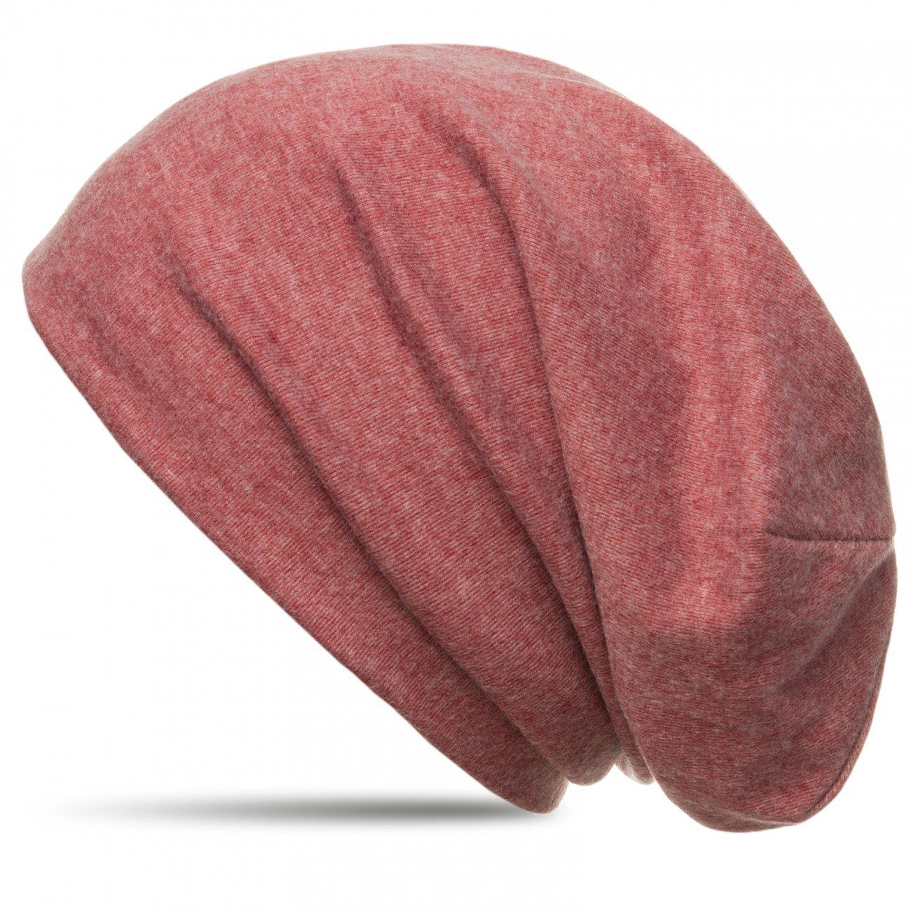 Caspar Beanie MU134 Beanie Mütze mit warmem Flanell Stoff rot (meliert)