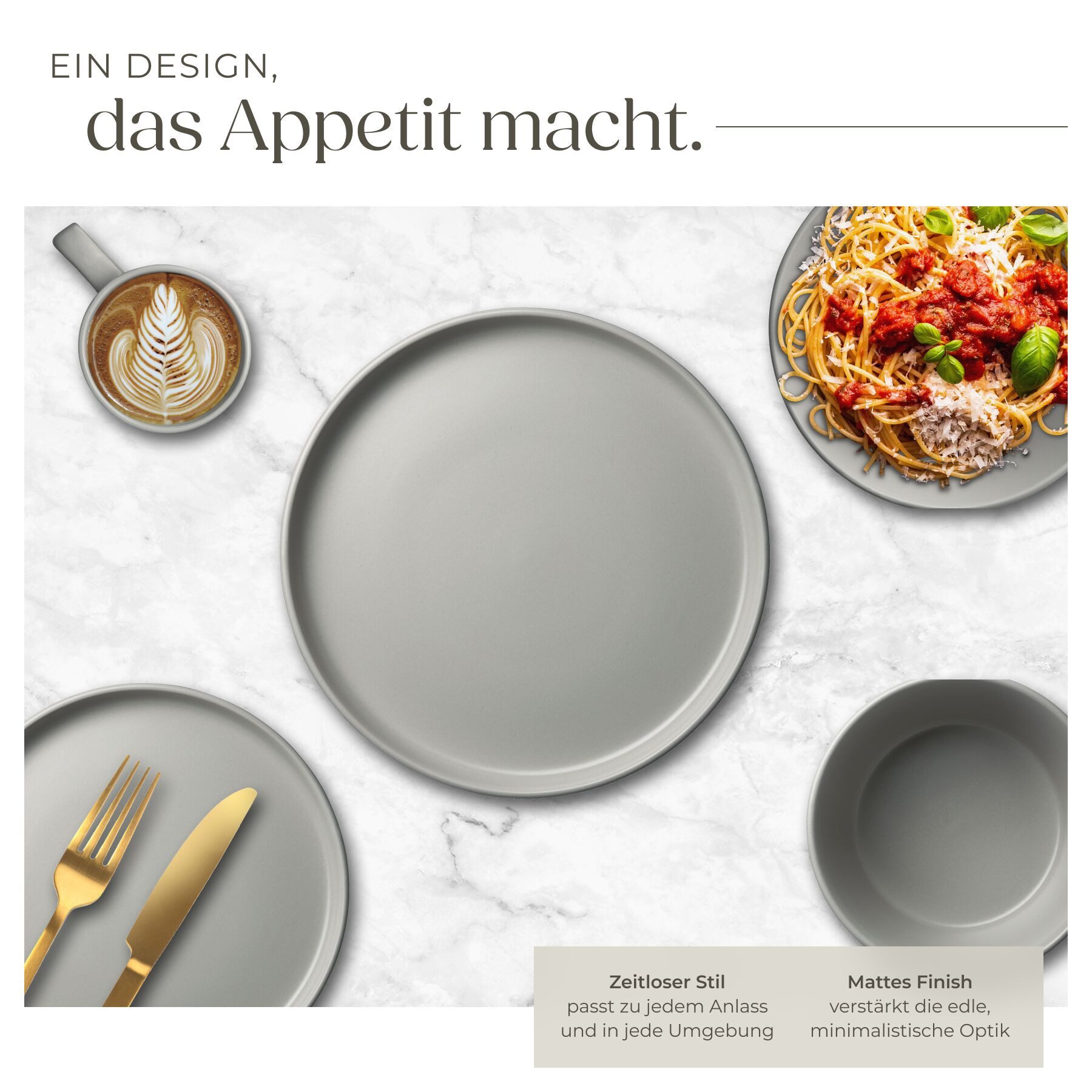 tectake Geschirr-Set Tafelservice aus Steingut für 6 Personen, ineinander stapelbar (30-tlg), 6 Personen, Steingut, im Urban-Style, mit Glasur, spülmaschinen- u – Bild 3 von 5