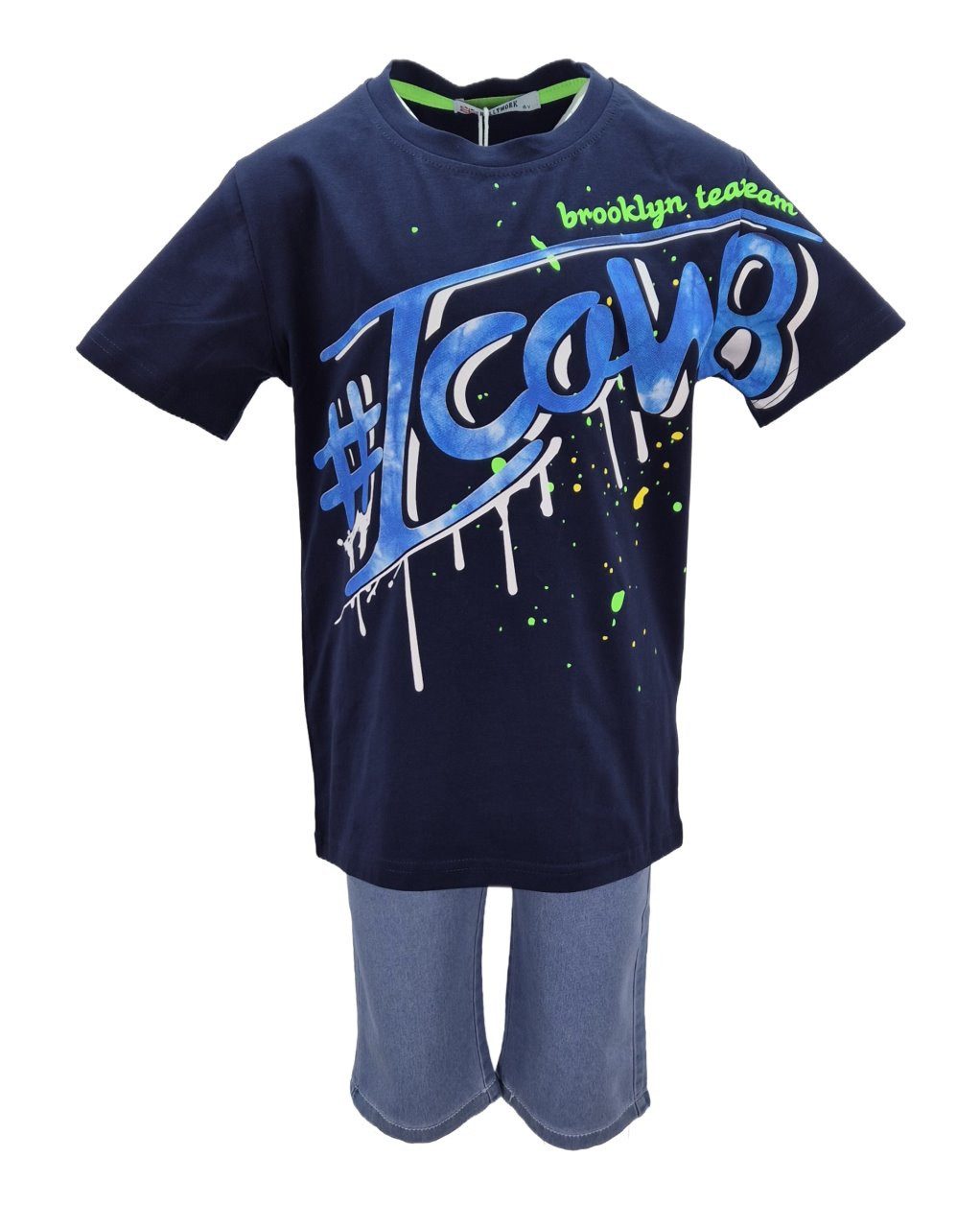 T-Shirt & Bermudas T-Shirt + Shorts Sommerset Bermuda Jeansshorts Sommer JS7626e