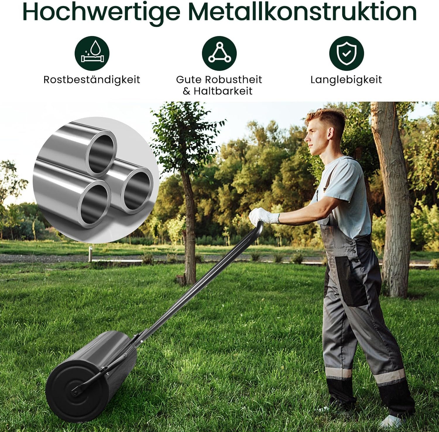 KOMFOTTEU Rasenwalze Rasenroller,48L Füllvolumen