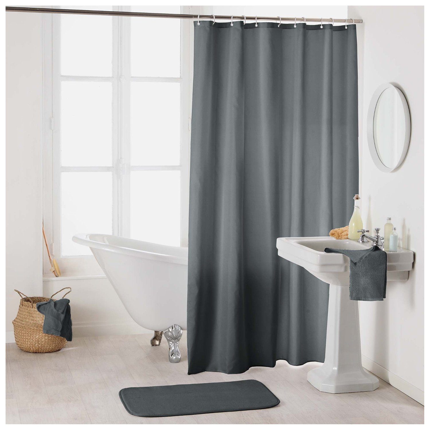 meberg Duschvorhang Textil 180x200 cm Uni günstig online kaufen